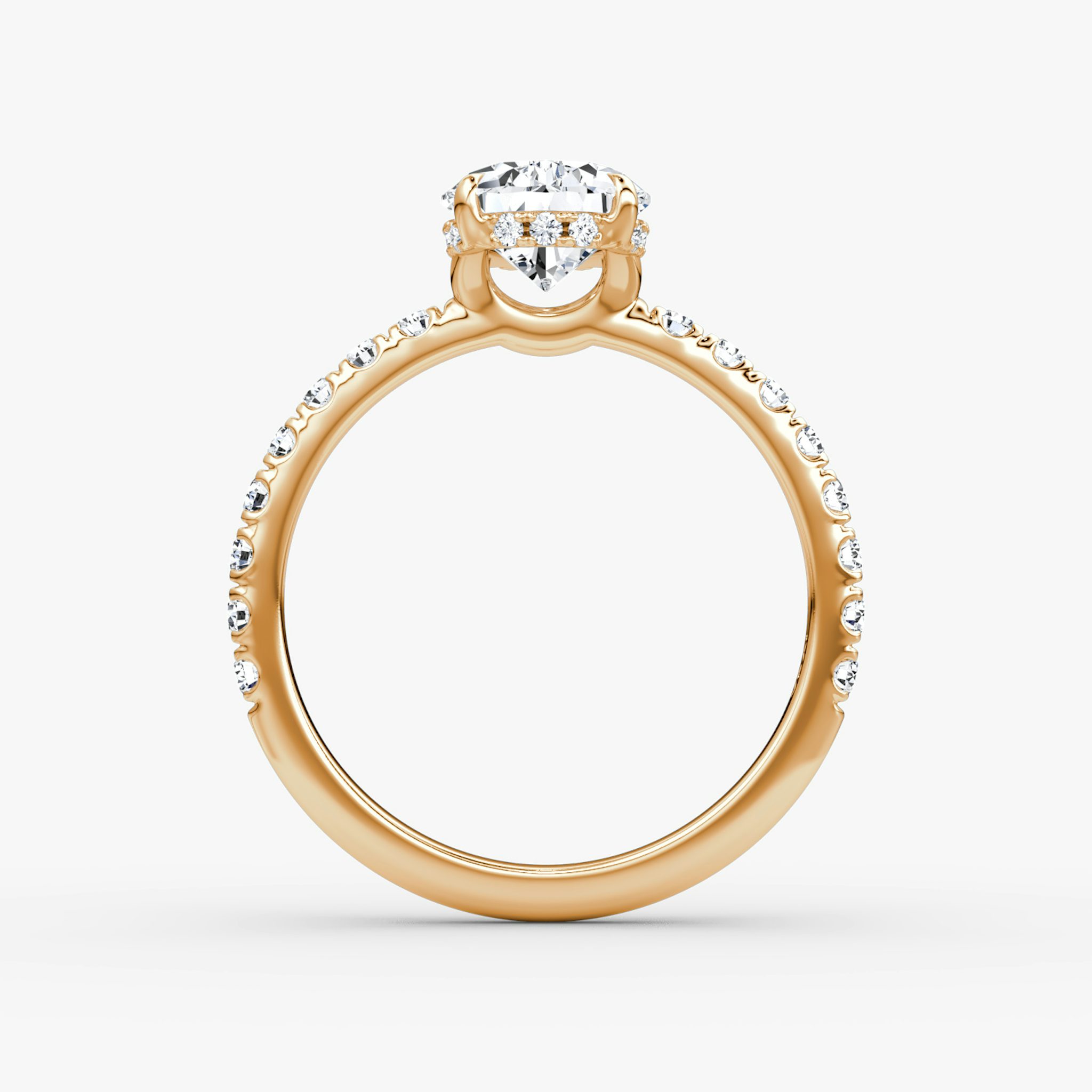 The Signature | Pear | 14k | Rose Gold | bandAccent: Pavé | bandWidth: large | hiddenHalo: yes | diamondOrientation: vertical | caratWeight: other