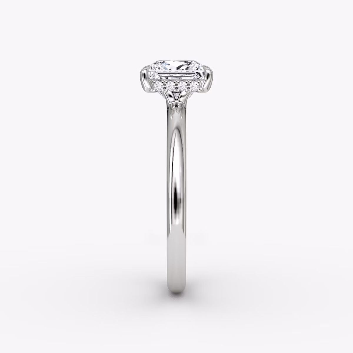 The Signature | Princess | 18k | White Gold | bandAccent: Plain | bandWidth: large | hiddenHalo: yes | diamondOrientation: vertical | caratWeight: other