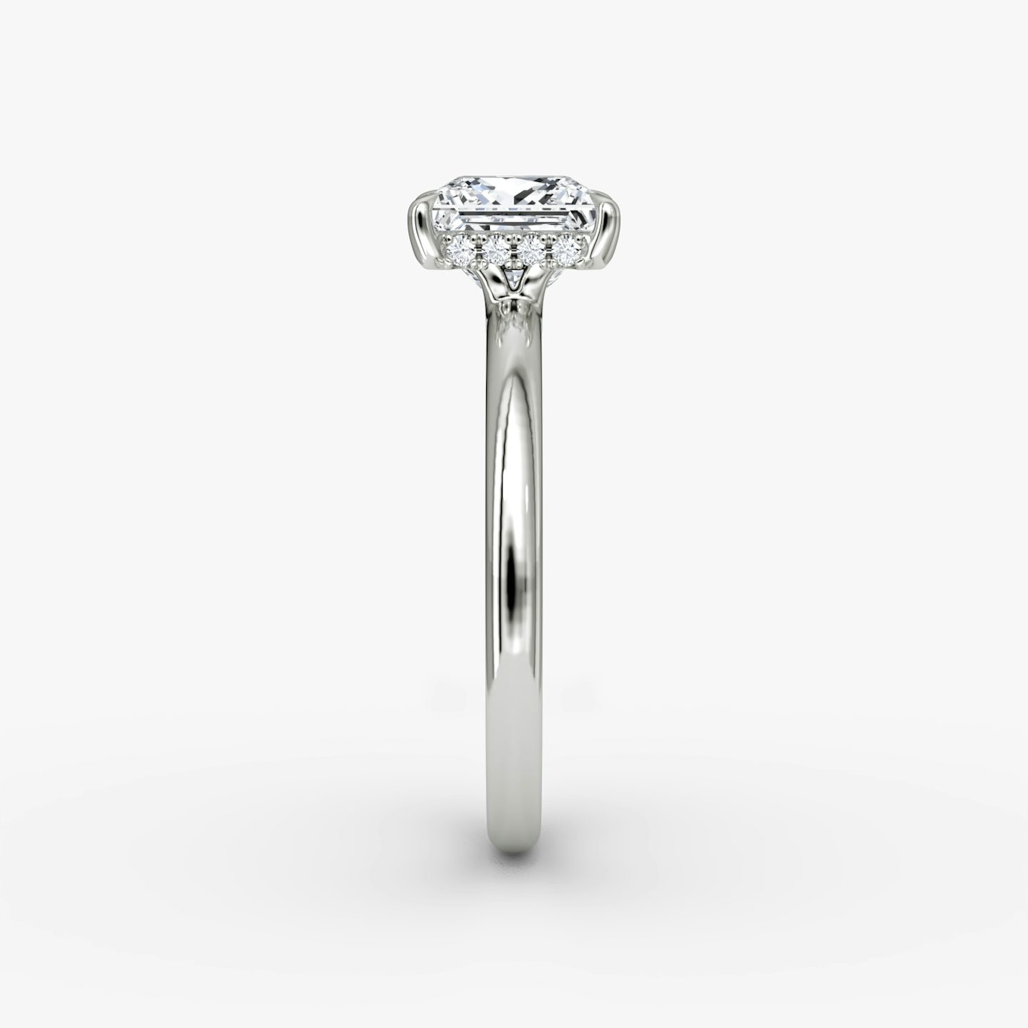 The Signature | Princess | 18k | White Gold | bandAccent: Plain | bandWidth: large | hiddenHalo: yes | diamondOrientation: vertical | caratWeight: other