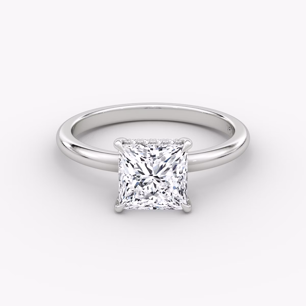 The Signature | Princess | 18k | White Gold | bandAccent: Plain | bandWidth: large | hiddenHalo: yes | diamondOrientation: vertical | caratWeight: other