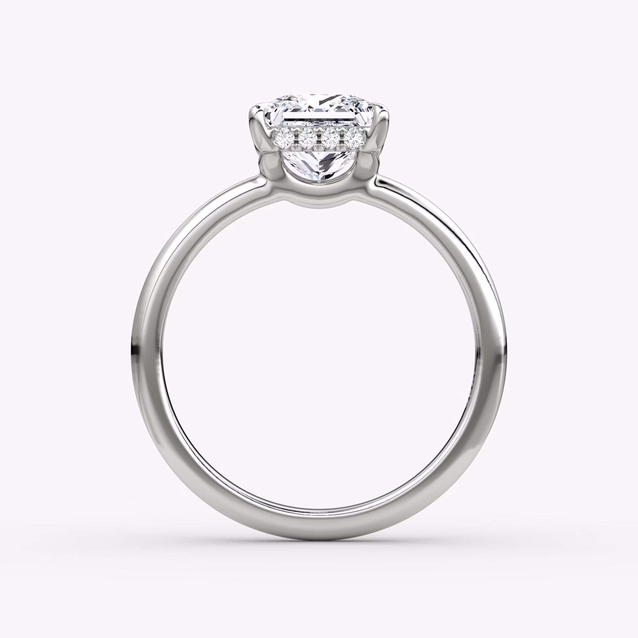 The Signature | Princess | 18k | White Gold | bandAccent: Plain | bandWidth: large | hiddenHalo: yes | diamondOrientation: vertical | caratWeight: other