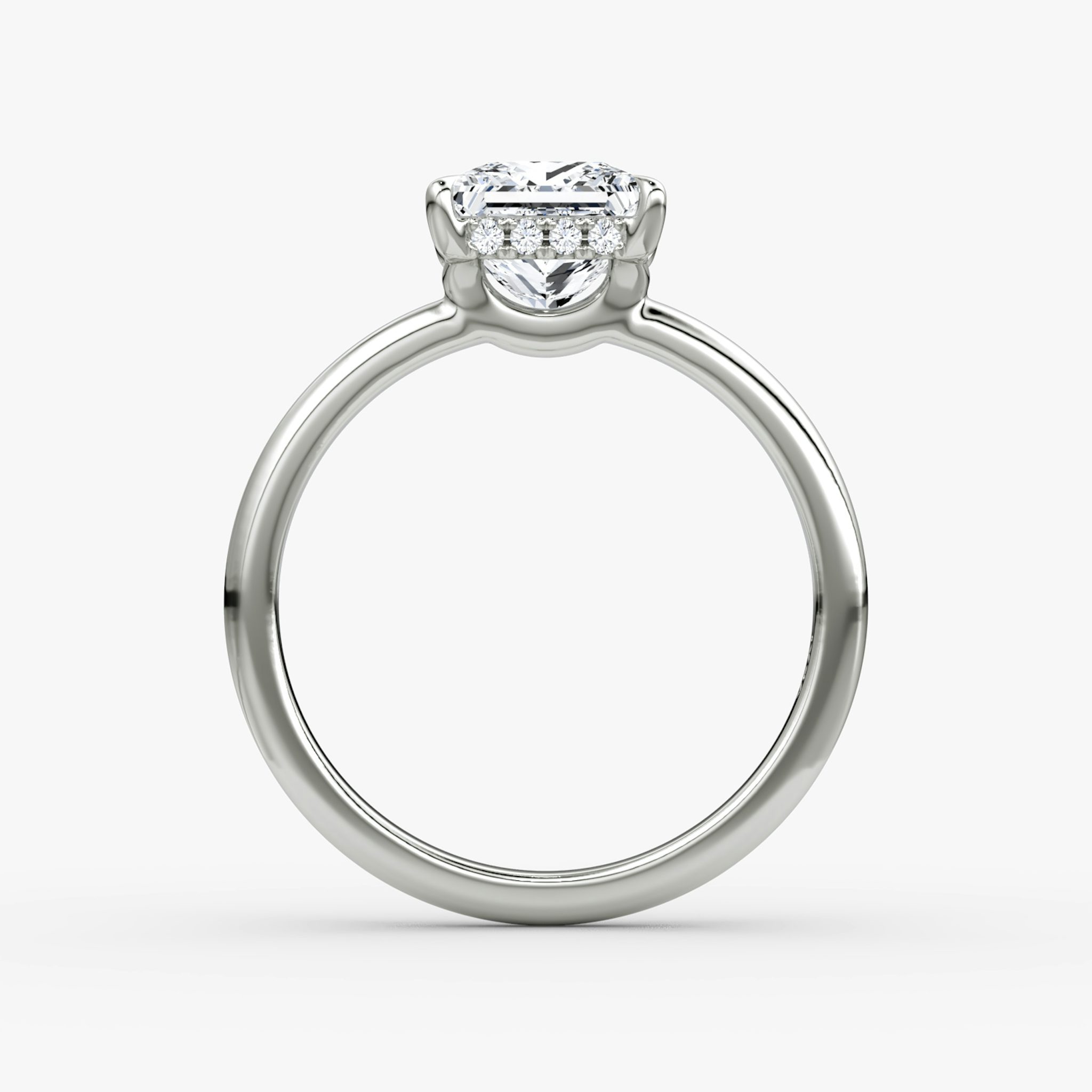 The Signature | Princess | 18k | White Gold | bandAccent: Plain | bandWidth: large | hiddenHalo: yes | diamondOrientation: vertical | caratWeight: other
