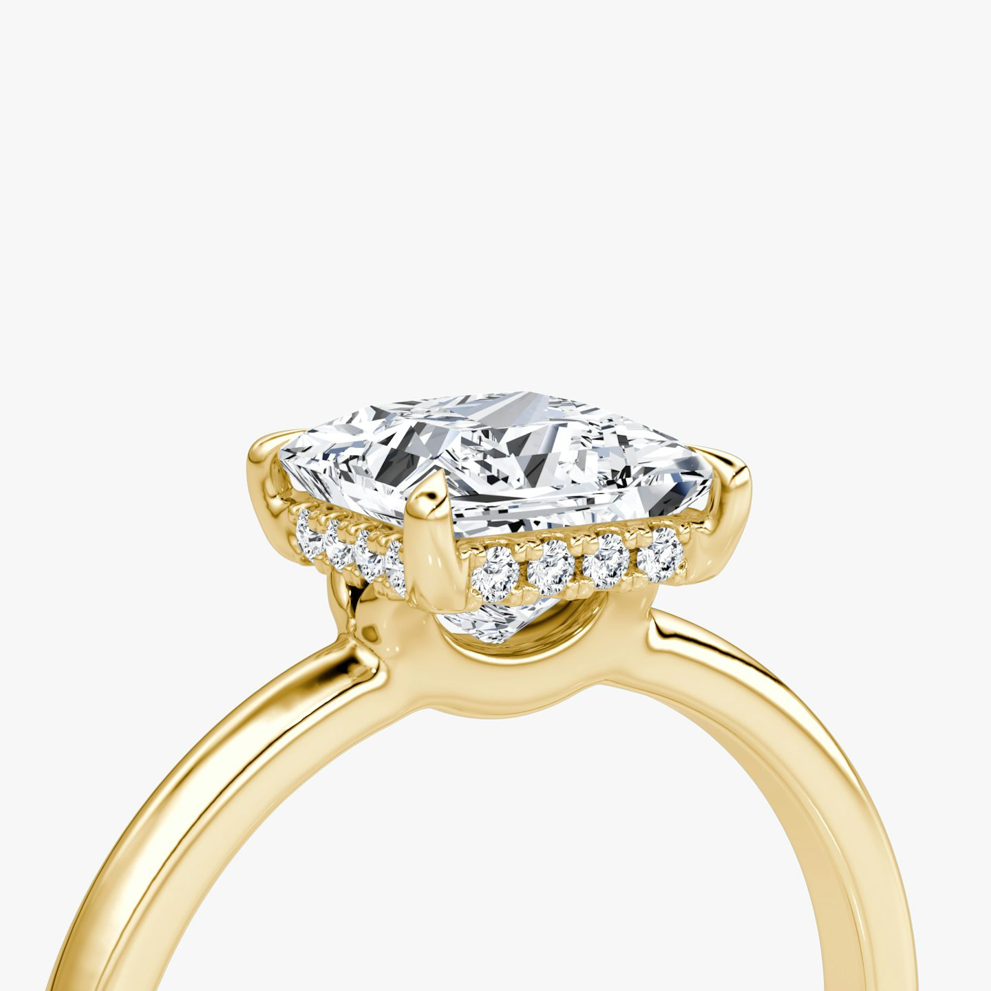 The Signature | Princess | 18k | Yellow Gold | bandAccent: Plain | bandWidth: large | hiddenHalo: yes | diamondOrientation: vertical | caratWeight: other