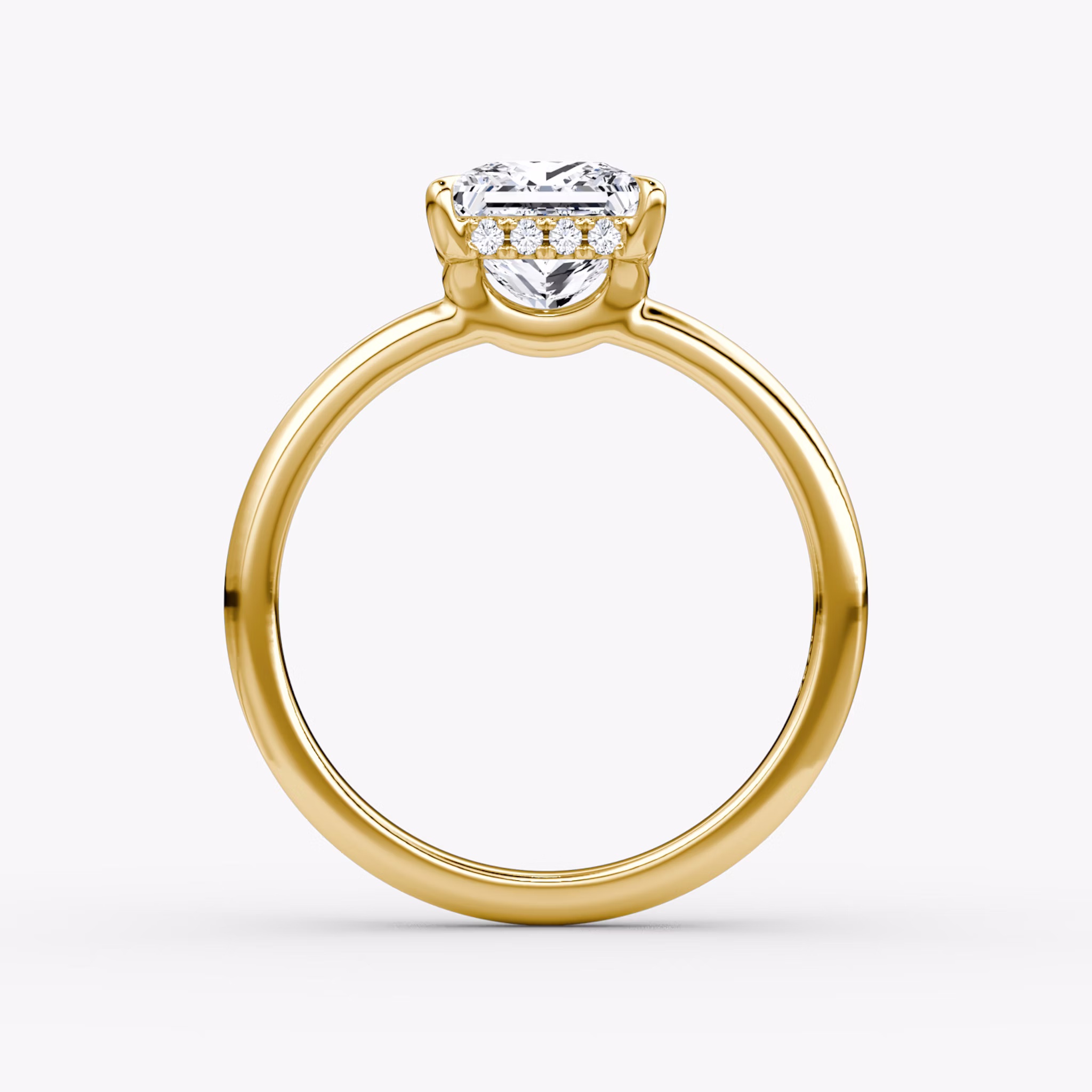The Signature | Princess | 18k | Yellow Gold | bandAccent: Plain | bandWidth: large | hiddenHalo: yes | diamondOrientation: vertical | caratWeight: other