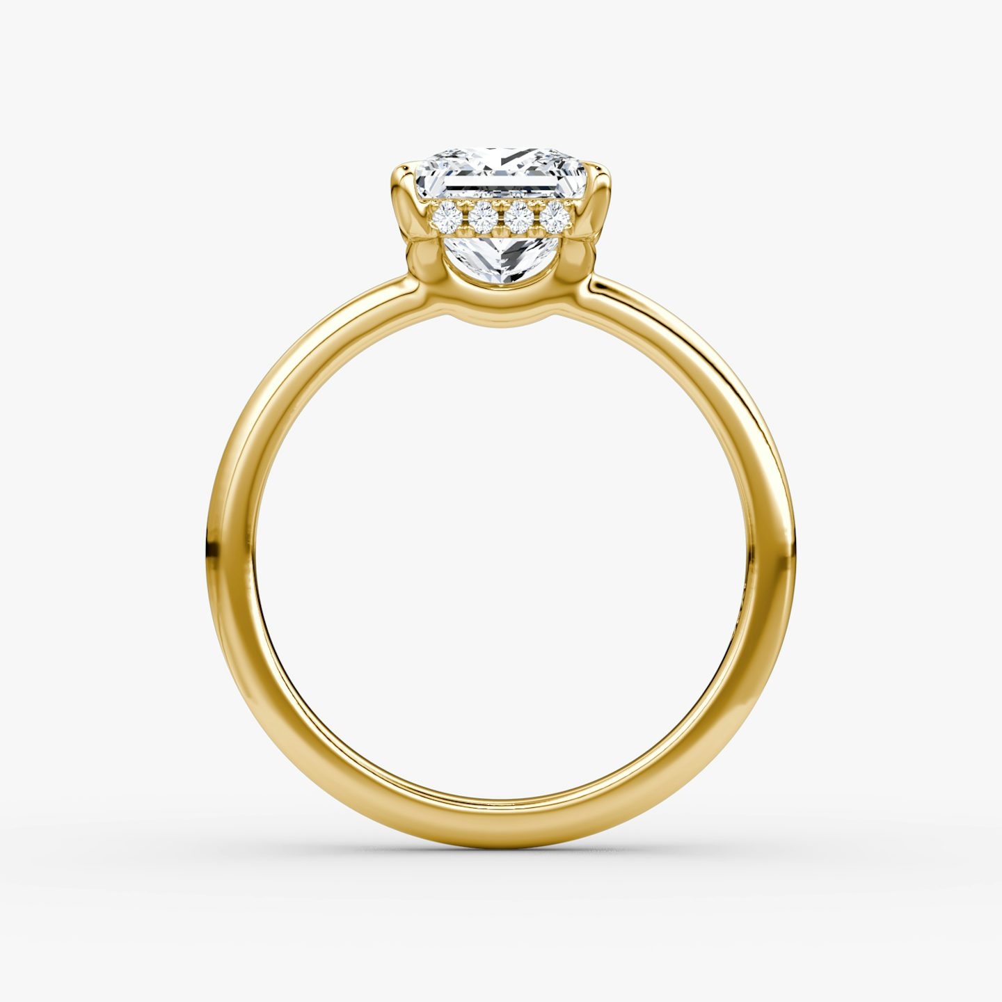 The Signature | Princess | 18k | Yellow Gold | bandAccent: Plain | bandWidth: large | hiddenHalo: yes | diamondOrientation: vertical | caratWeight: other