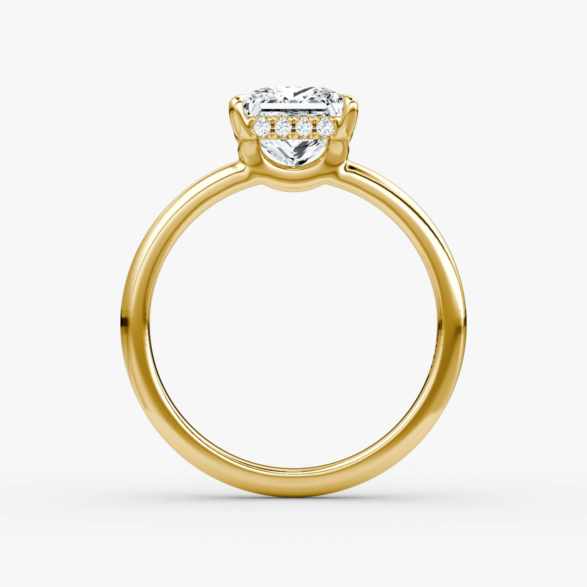 The Signature | Princess | 18k | Yellow Gold | bandAccent: Plain | bandWidth: large | hiddenHalo: yes | diamondOrientation: vertical | caratWeight: other