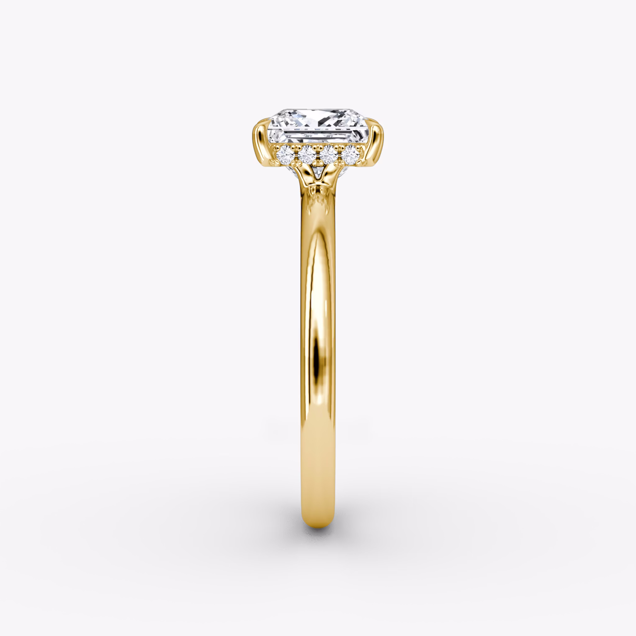 The Signature | Princess | 18k | Yellow Gold | bandAccent: Plain | bandWidth: large | hiddenHalo: yes | diamondOrientation: vertical | caratWeight: other