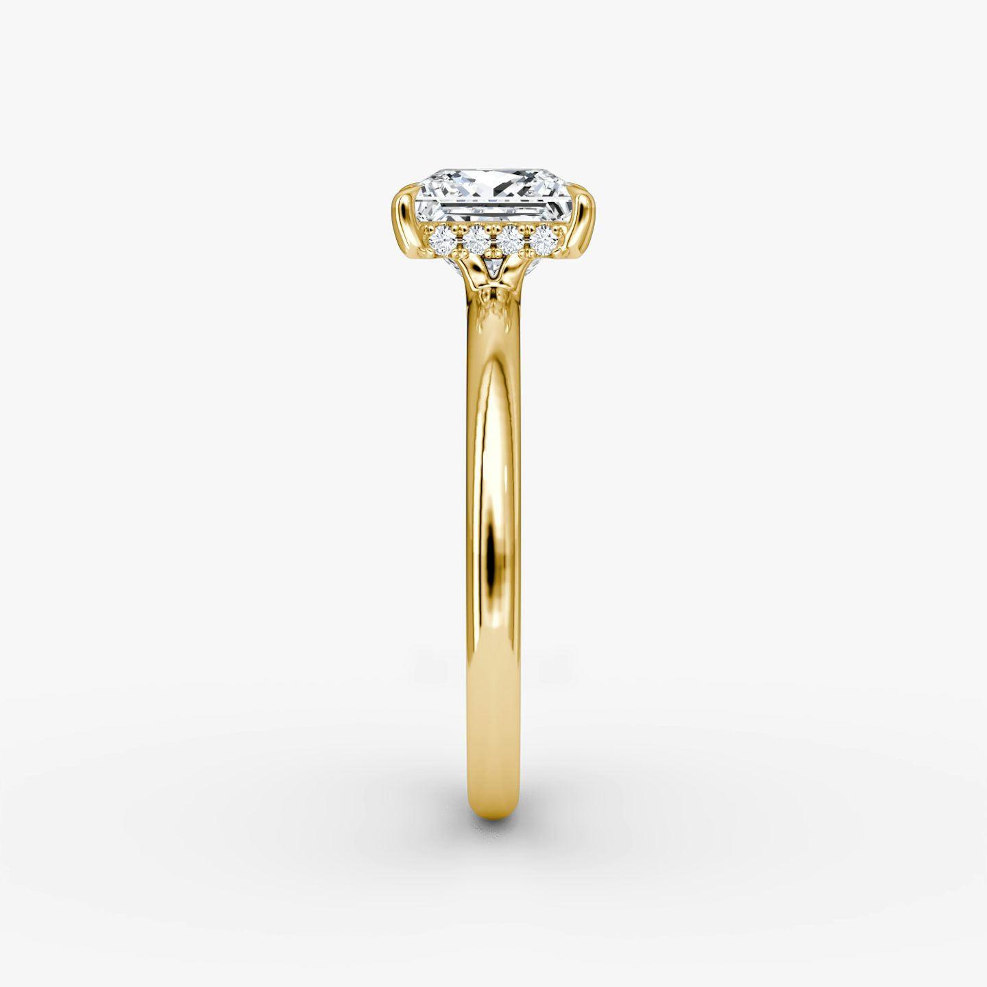 The Signature | Princess | 18k | Yellow Gold | bandAccent: Plain | bandWidth: large | hiddenHalo: yes | diamondOrientation: vertical | caratWeight: other