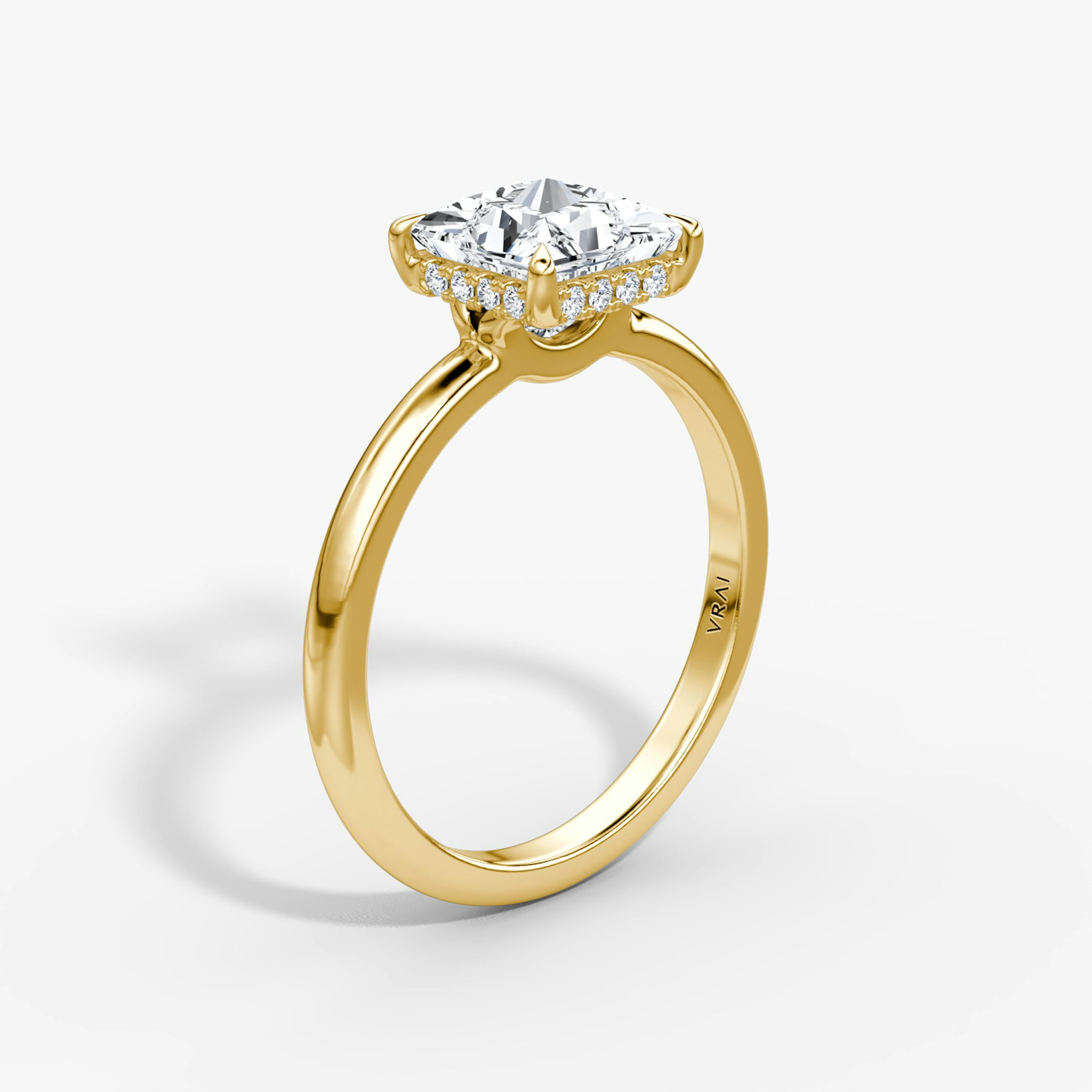 The Signature | Princess | 18k | Yellow Gold | bandAccent: Plain | bandWidth: large | hiddenHalo: yes | diamondOrientation: vertical | caratWeight: other