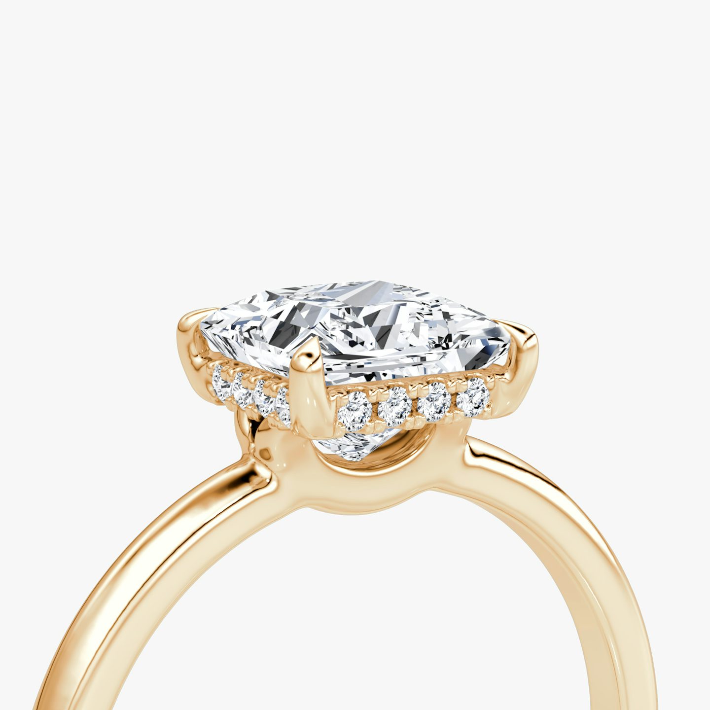 The Signature | Princess | 14k | Rose Gold | bandAccent: Plain | bandWidth: large | hiddenHalo: yes | diamondOrientation: vertical | caratWeight: other