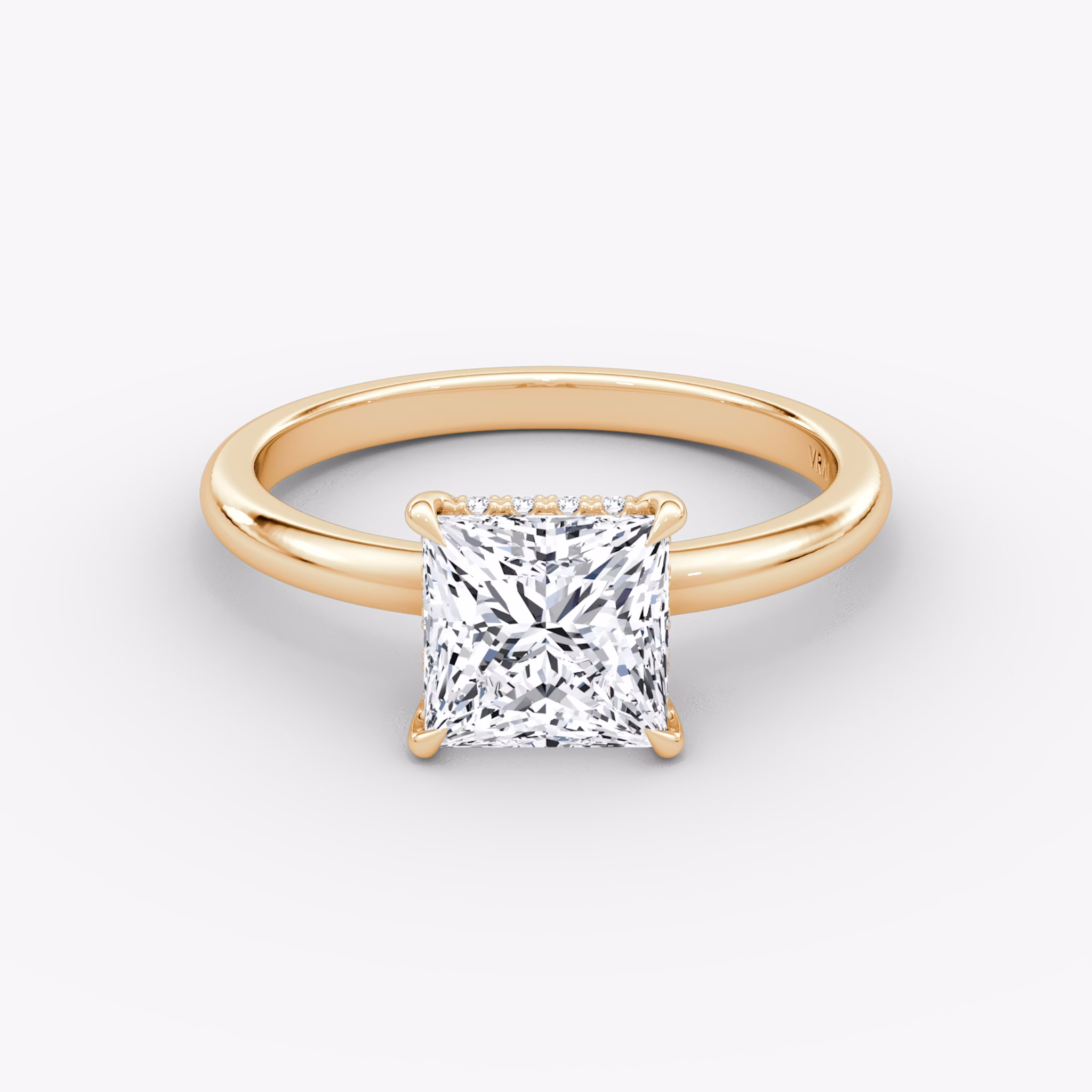 The Signature | Princess | 14k | Rose Gold | bandAccent: Plain | bandWidth: large | hiddenHalo: yes | diamondOrientation: vertical | caratWeight: other