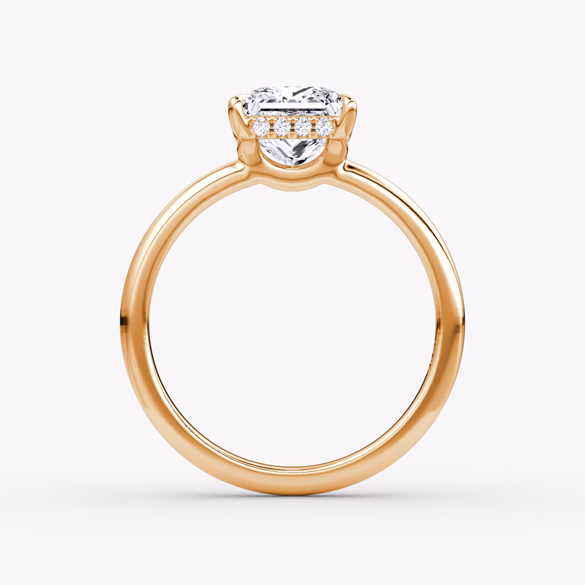 The Signature | Princess | 14k | Rose Gold | bandAccent: Plain | bandWidth: large | hiddenHalo: yes | diamondOrientation: vertical | caratWeight: other