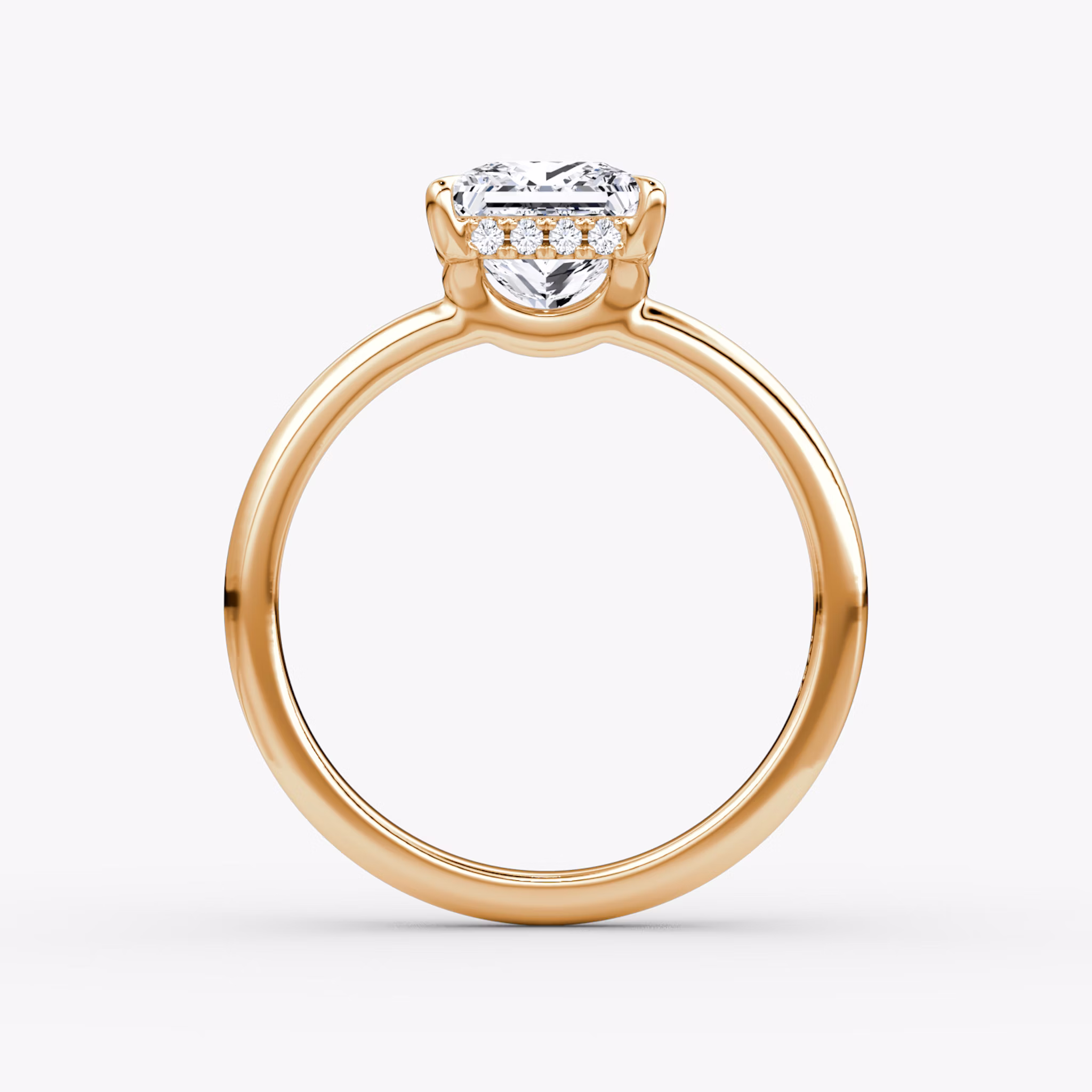 The Signature | Princess | 14k | Rose Gold | bandAccent: Plain | bandWidth: large | hiddenHalo: yes | diamondOrientation: vertical | caratWeight: other