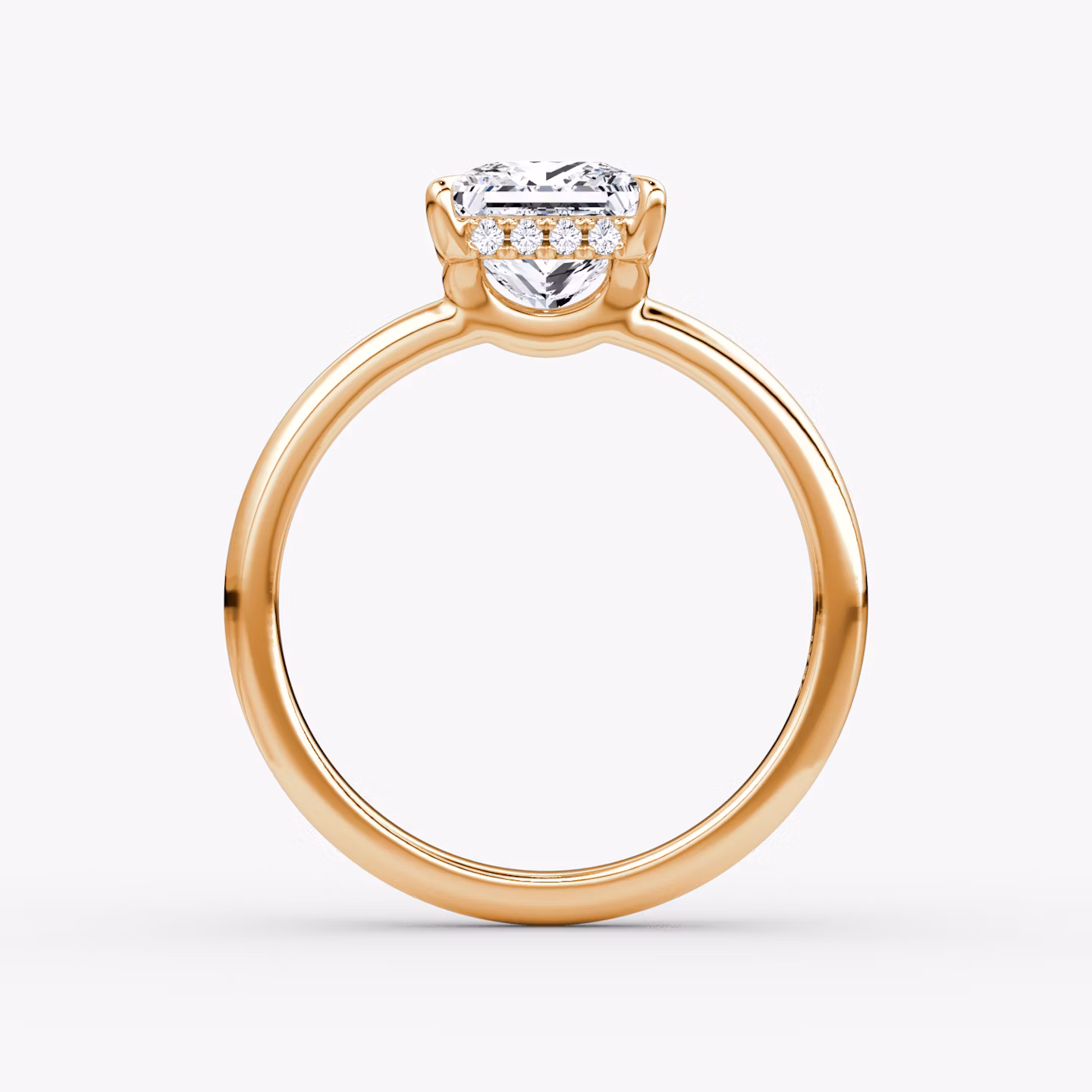 The Signature | Princess | 14k | Rose Gold | bandAccent: Plain | bandWidth: large | hiddenHalo: yes | diamondOrientation: vertical | caratWeight: other