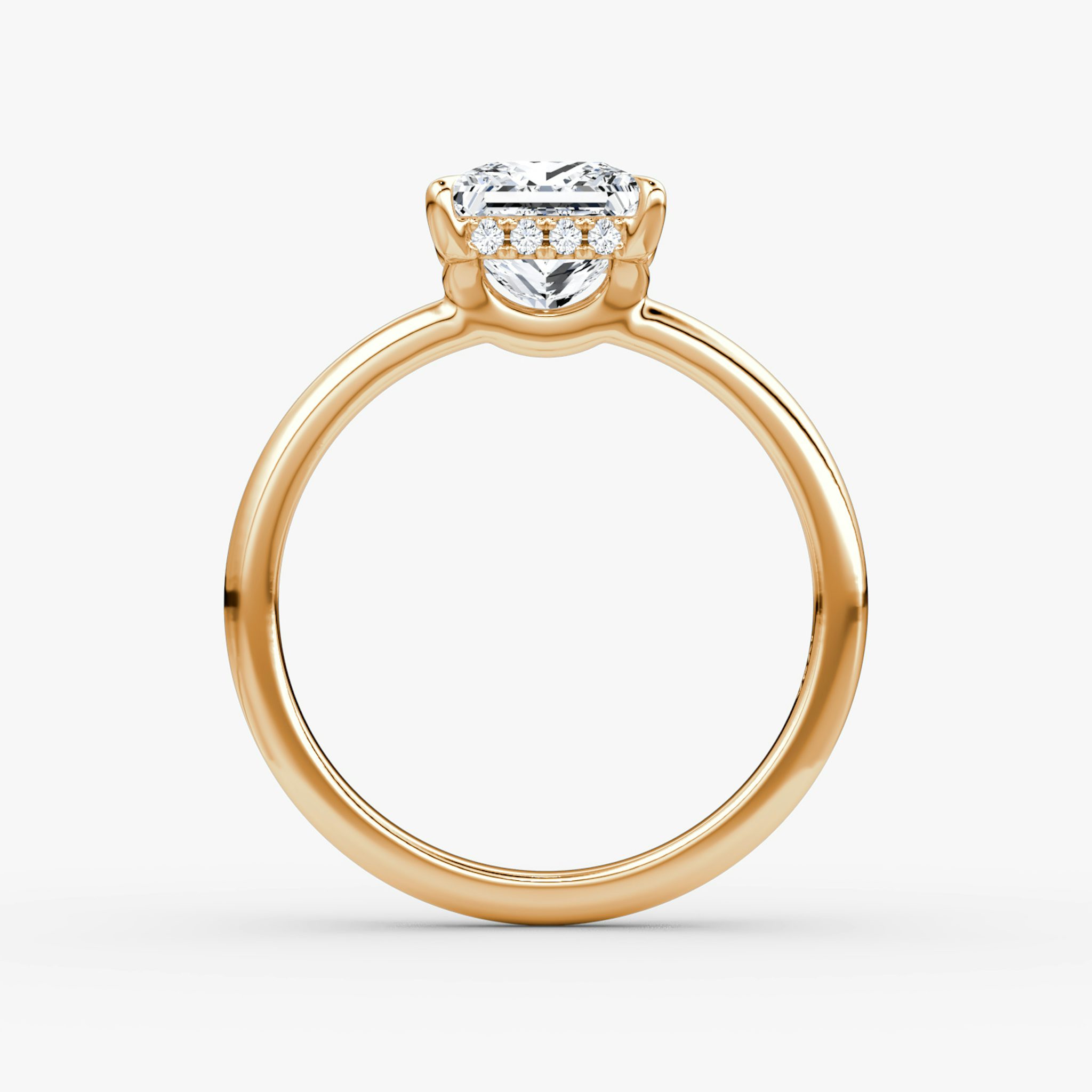 The Signature | Princess | 14k | Rose Gold | bandAccent: Plain | bandWidth: large | hiddenHalo: yes | diamondOrientation: vertical | caratWeight: other