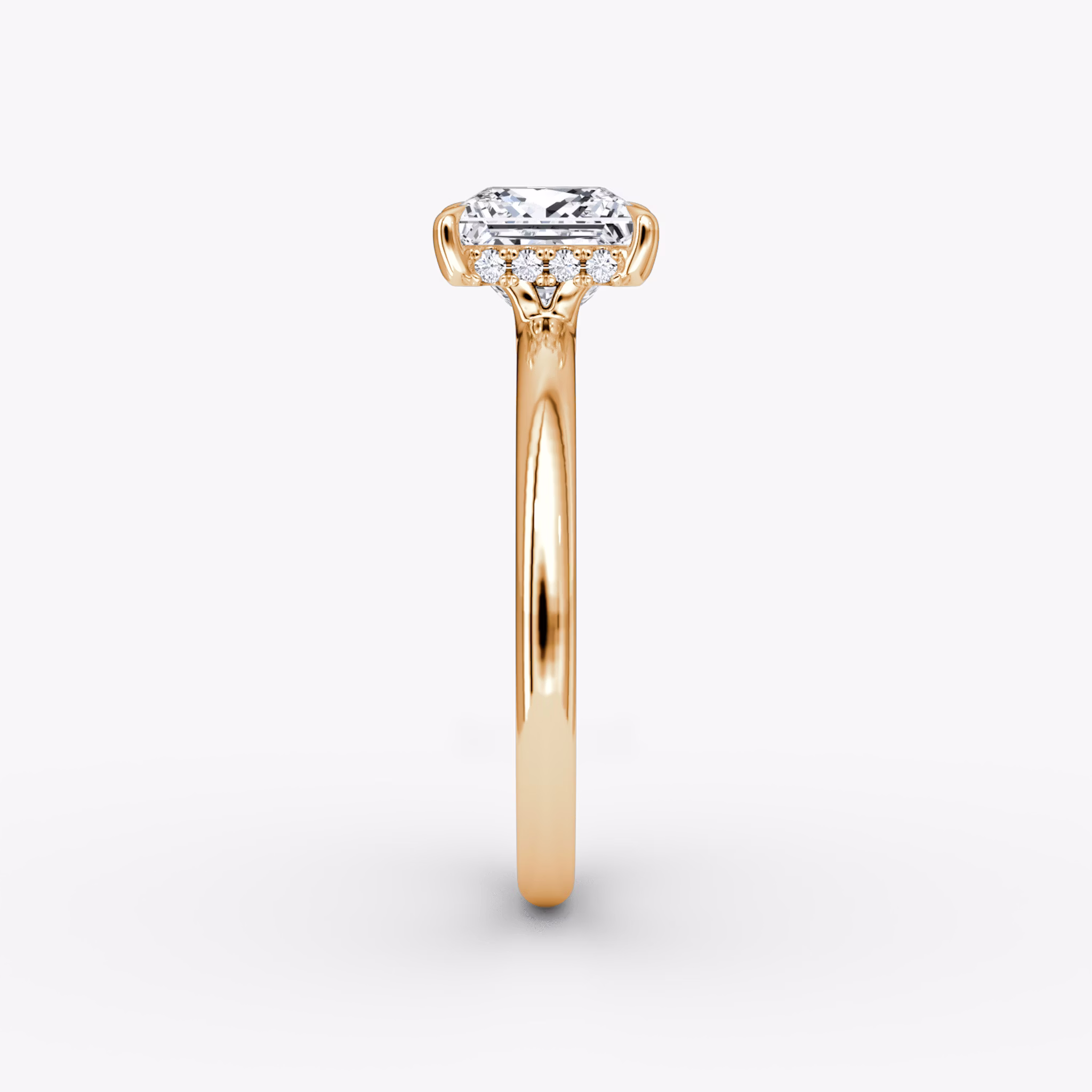 The Signature | Princess | 14k | Rose Gold | bandAccent: Plain | bandWidth: large | hiddenHalo: yes | diamondOrientation: vertical | caratWeight: other