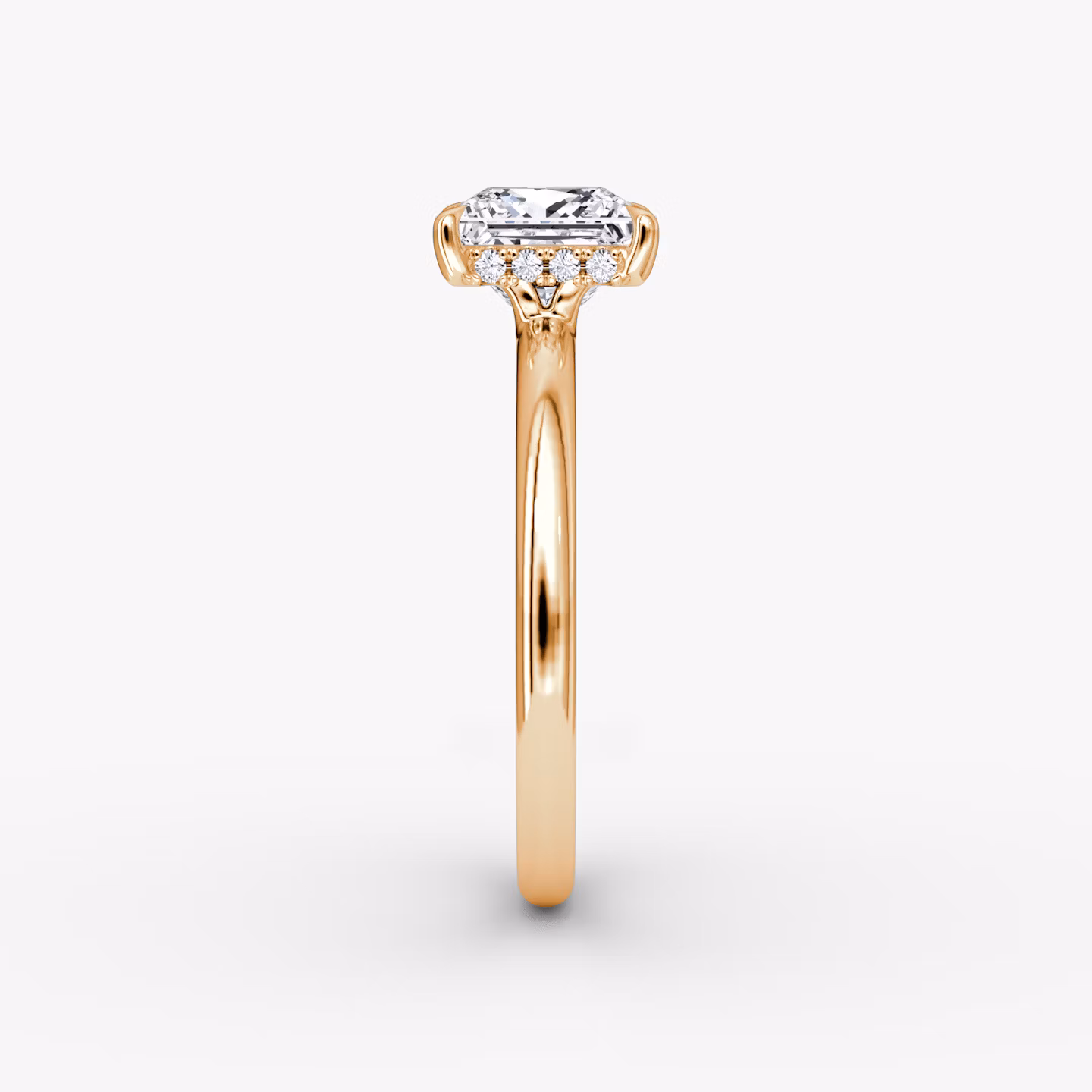 The Signature | Princess | 14k | Rose Gold | bandAccent: Plain | bandWidth: large | hiddenHalo: yes | diamondOrientation: vertical | caratWeight: other