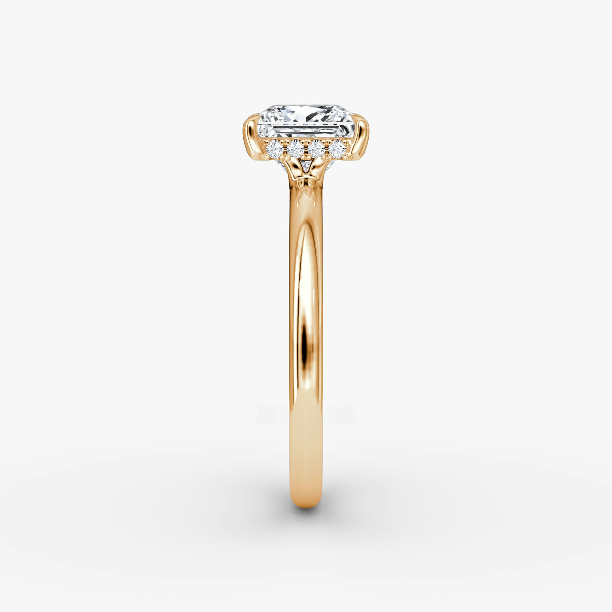 The Signature | Princess | 14k | Rose Gold | bandAccent: Plain | bandWidth: large | hiddenHalo: yes | diamondOrientation: vertical | caratWeight: other