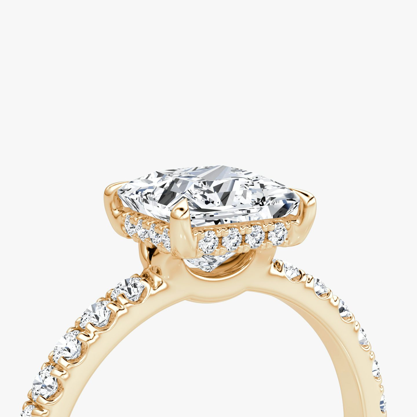 The Signature | Princess | 14k | Rose Gold | bandAccent: Pavé | bandWidth: large | hiddenHalo: yes | diamondOrientation: vertical | caratWeight: other