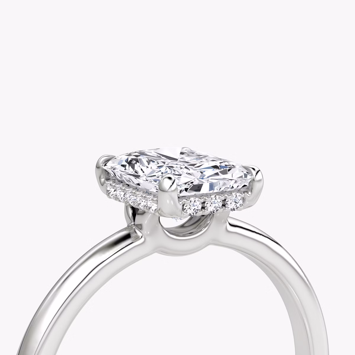 The Signature | Radiant | Platinum | bandAccent: Plain | bandWidth: large | hiddenHalo: yes | diamondOrientation: vertical | caratWeight: other