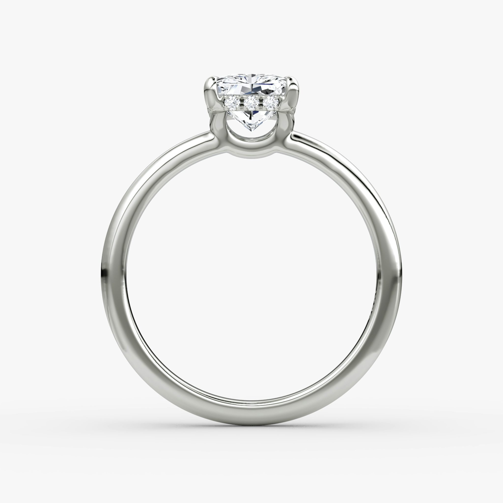 The Signature | Radiant | 18k | White Gold | bandAccent: Plain | bandWidth: large | hiddenHalo: yes | diamondOrientation: vertical | caratWeight: other