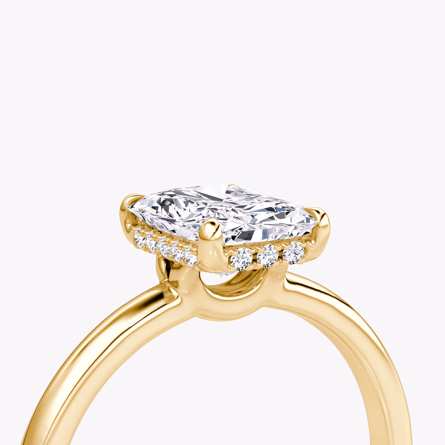 The Signature | Radiant | 18k | Yellow Gold | bandAccent: Plain | bandWidth: large | hiddenHalo: yes | diamondOrientation: vertical | caratWeight: other