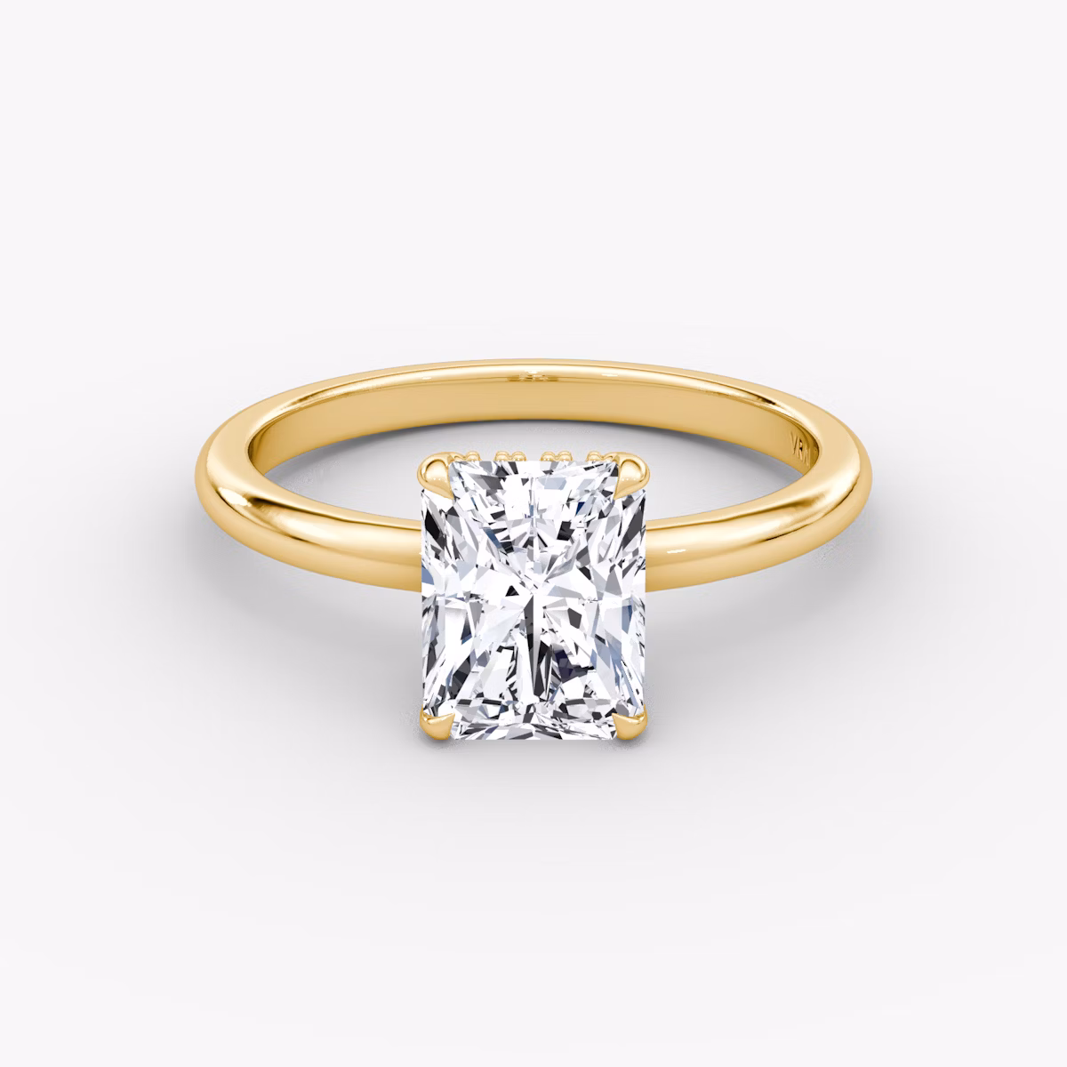 The Signature | Radiant | 18k | Yellow Gold | bandAccent: Plain | bandWidth: large | hiddenHalo: yes | diamondOrientation: vertical | caratWeight: other