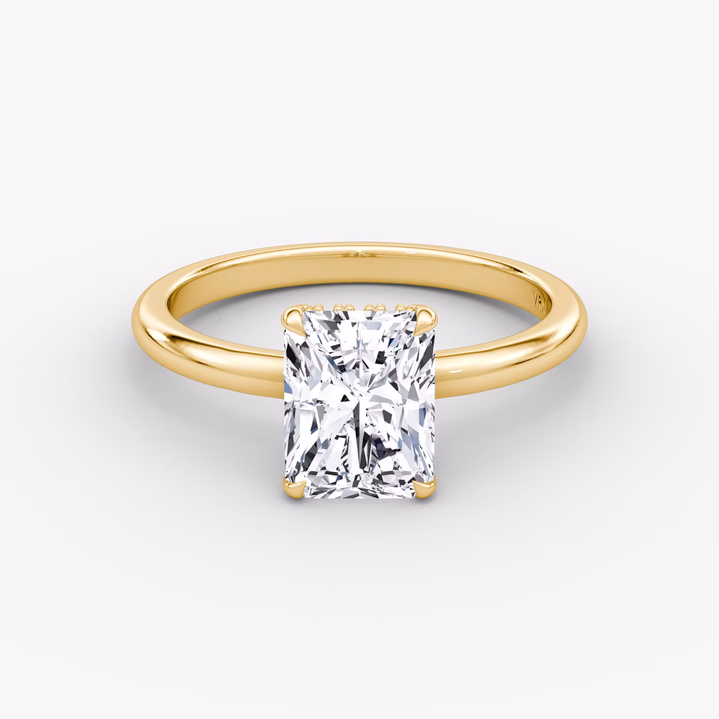 The Signature | Radiant | 18k | Yellow Gold | bandAccent: Plain | bandWidth: large | hiddenHalo: yes | diamondOrientation: vertical | caratWeight: other