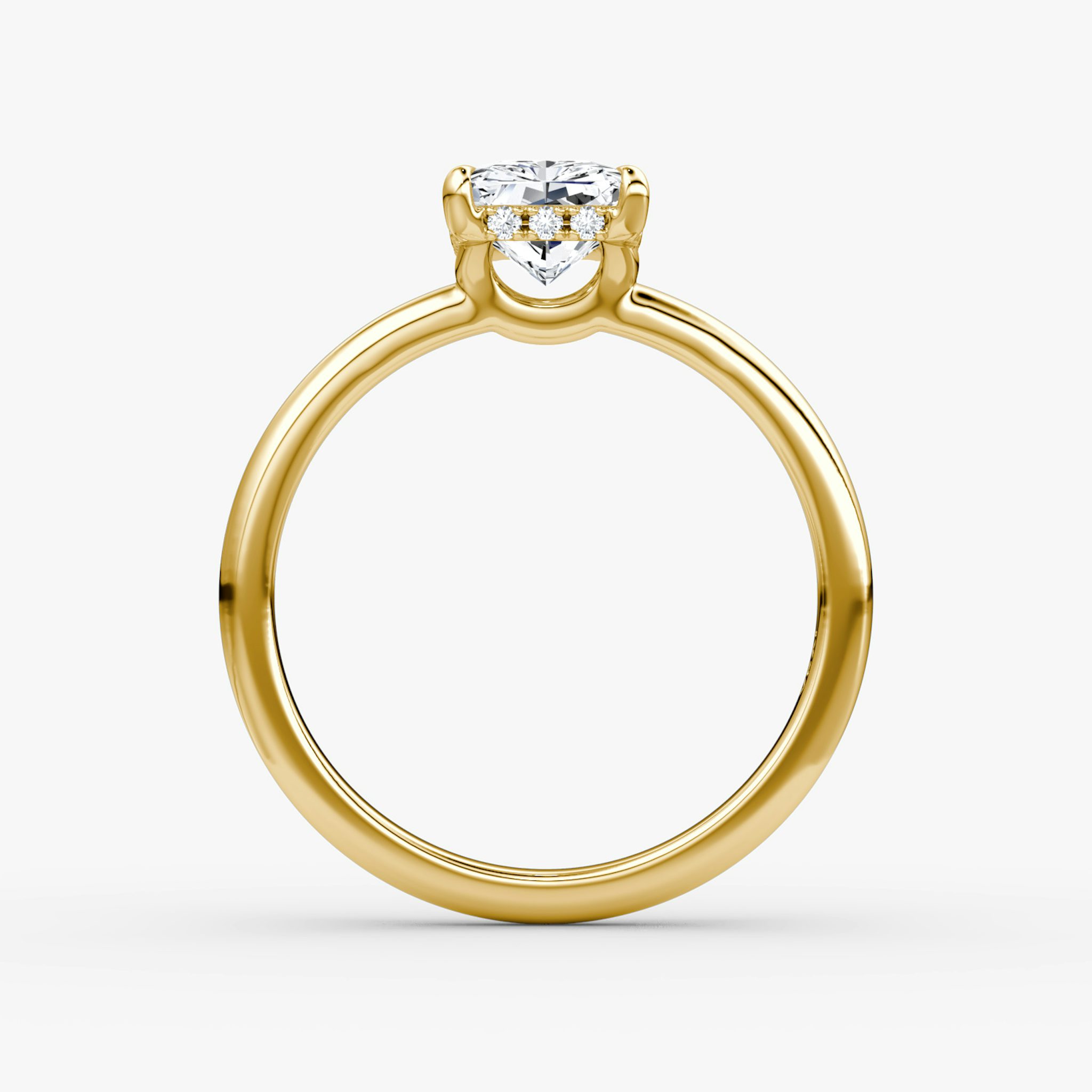 The Signature | Radiant | 18k | Yellow Gold | bandAccent: Plain | bandWidth: large | hiddenHalo: yes | diamondOrientation: vertical | caratWeight: other