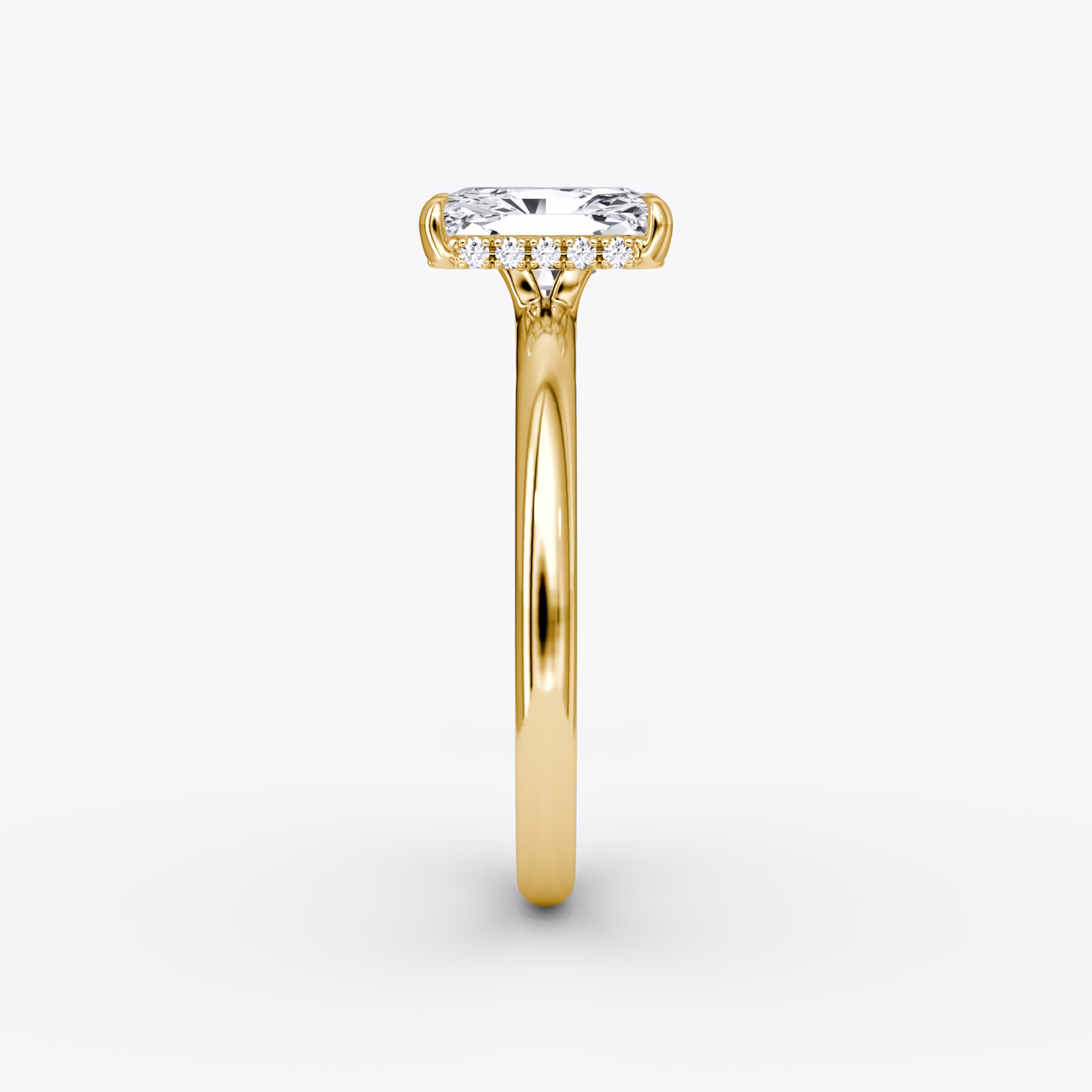 The Signature | Radiant | 18k | Yellow Gold | bandAccent: Plain | bandWidth: large | hiddenHalo: yes | diamondOrientation: vertical | caratWeight: other