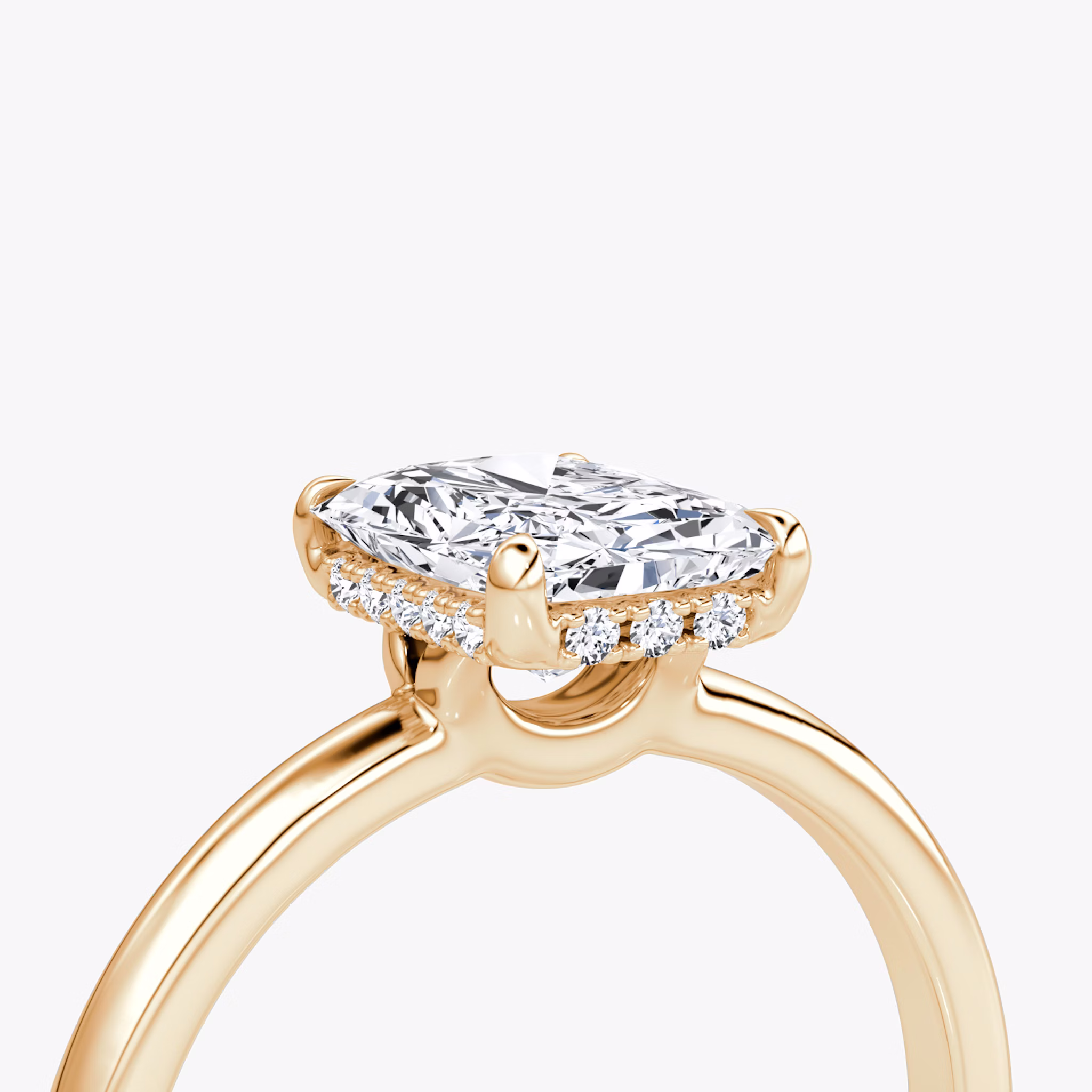 The Signature | Radiant | 14k | Rose Gold | bandAccent: Plain | bandWidth: large | hiddenHalo: yes | diamondOrientation: vertical | caratWeight: other