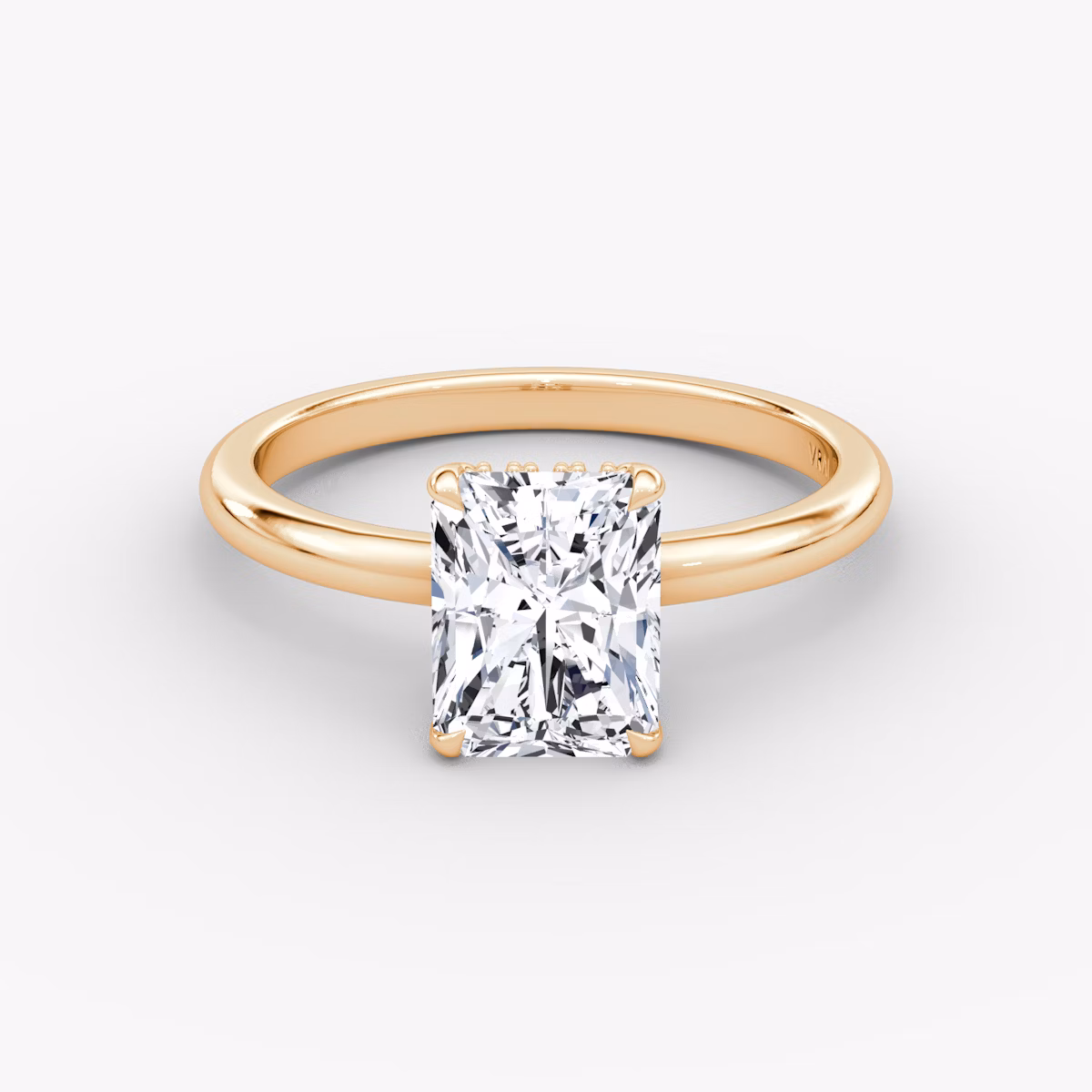 The Signature | Radiant | 14k | Rose Gold | bandAccent: Plain | bandWidth: large | hiddenHalo: yes | diamondOrientation: vertical | caratWeight: other