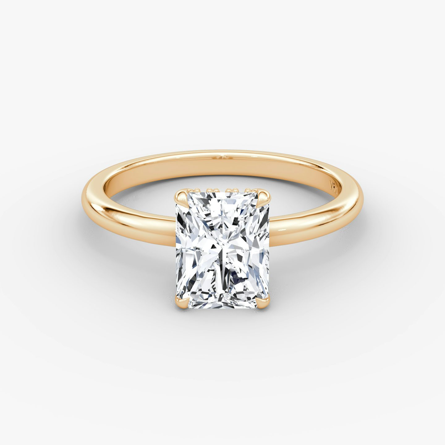 The Signature | Radiant | 14k | Rose Gold | bandAccent: Plain | bandWidth: large | hiddenHalo: yes | diamondOrientation: vertical | caratWeight: other