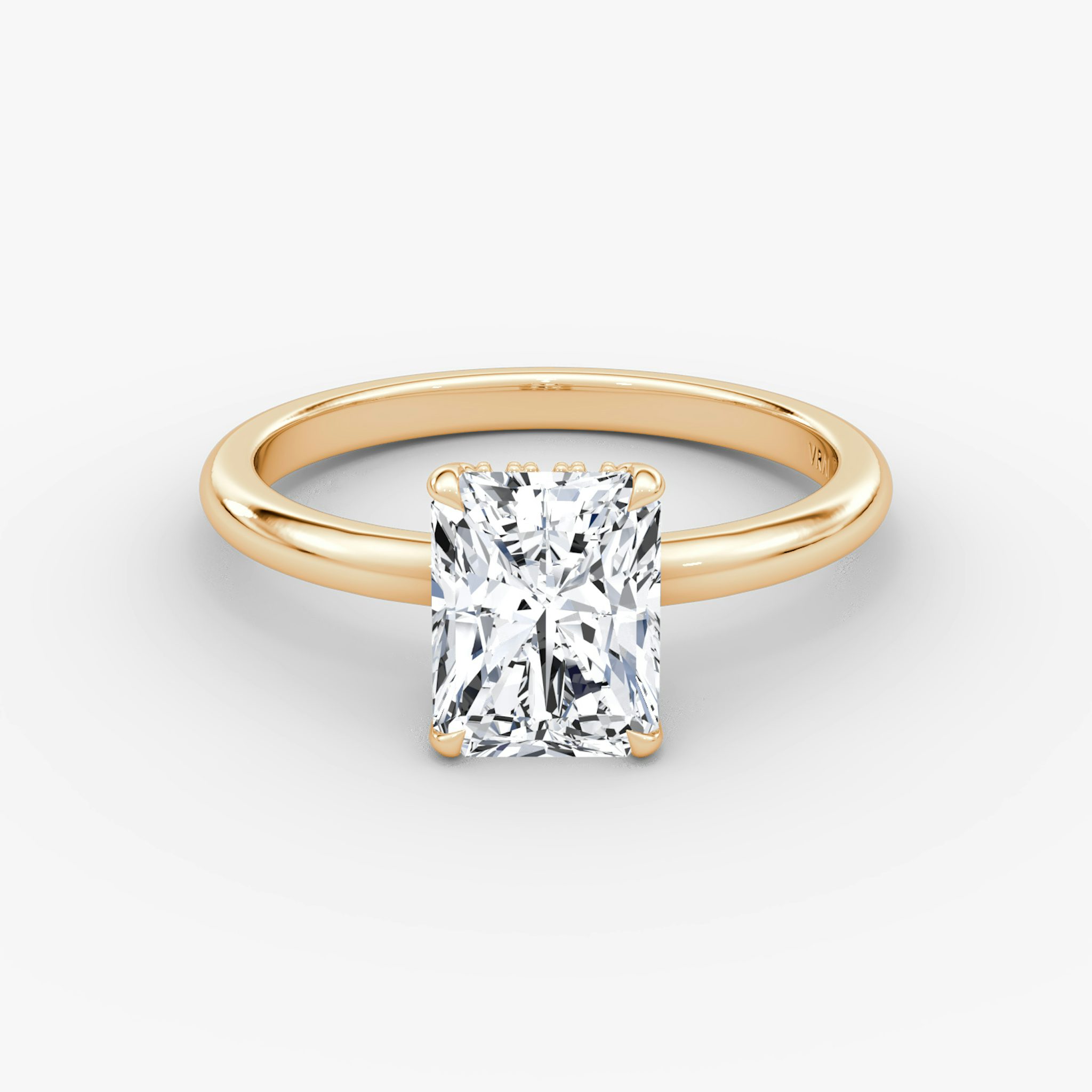 The Signature | Radiant | 14k | Rose Gold | bandAccent: Plain | bandWidth: large | hiddenHalo: yes | diamondOrientation: vertical | caratWeight: other