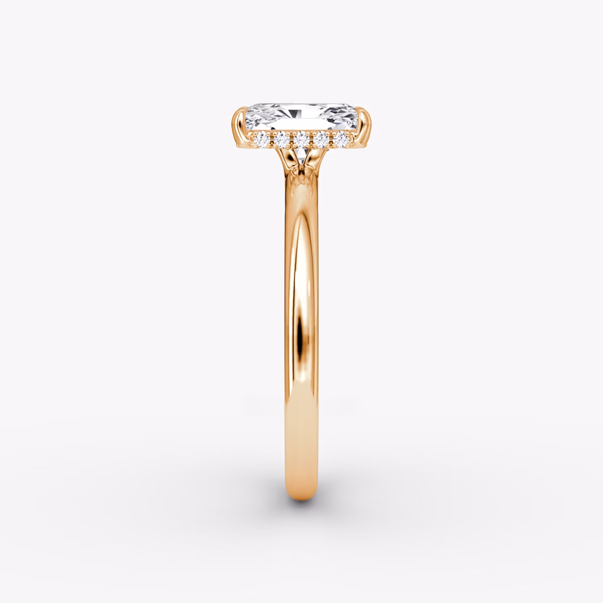 The Signature | Radiant | 14k | Rose Gold | bandAccent: Plain | bandWidth: large | hiddenHalo: yes | diamondOrientation: vertical | caratWeight: other