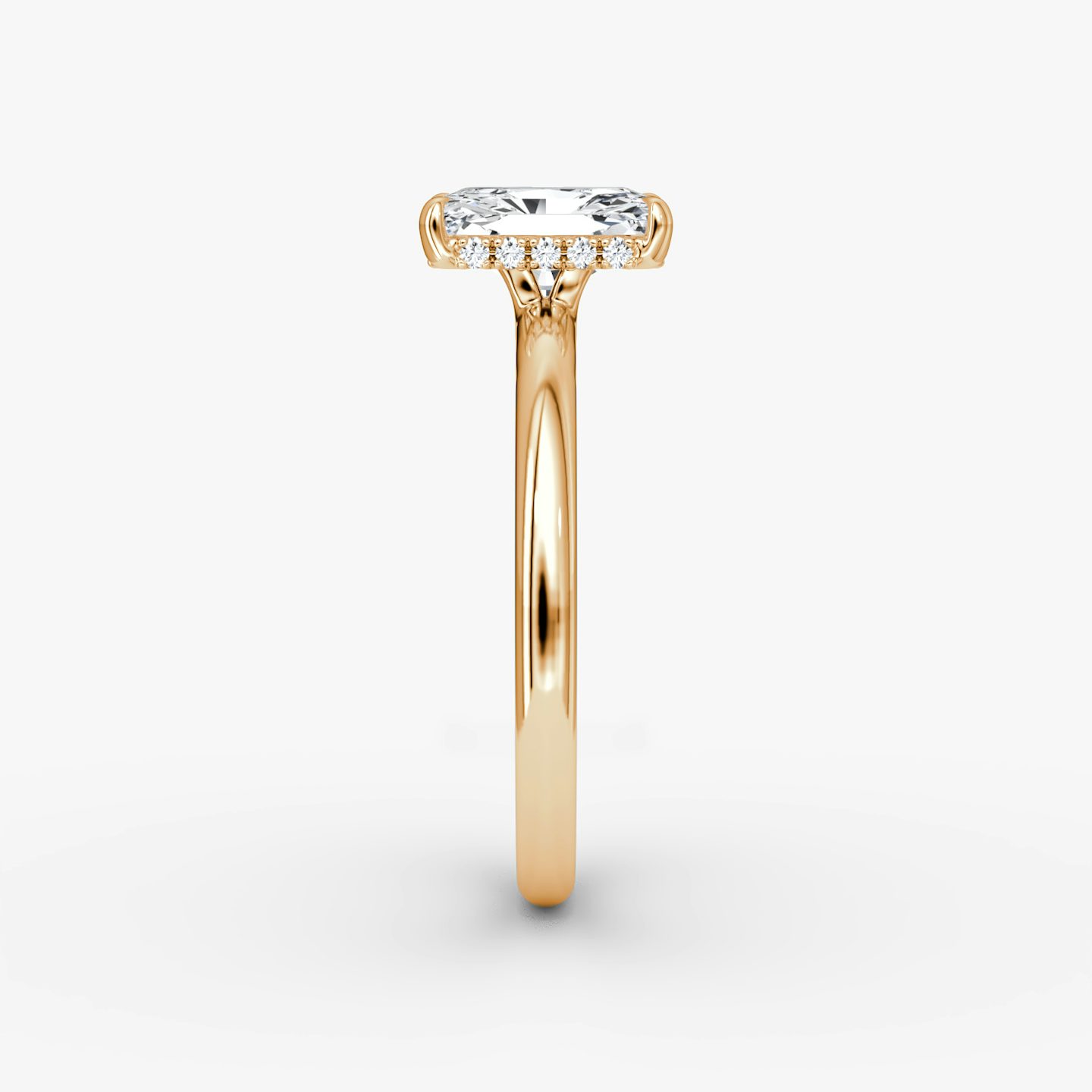 The Signature | Radiant | 14k | Rose Gold | bandAccent: Plain | bandWidth: large | hiddenHalo: yes | diamondOrientation: vertical | caratWeight: other