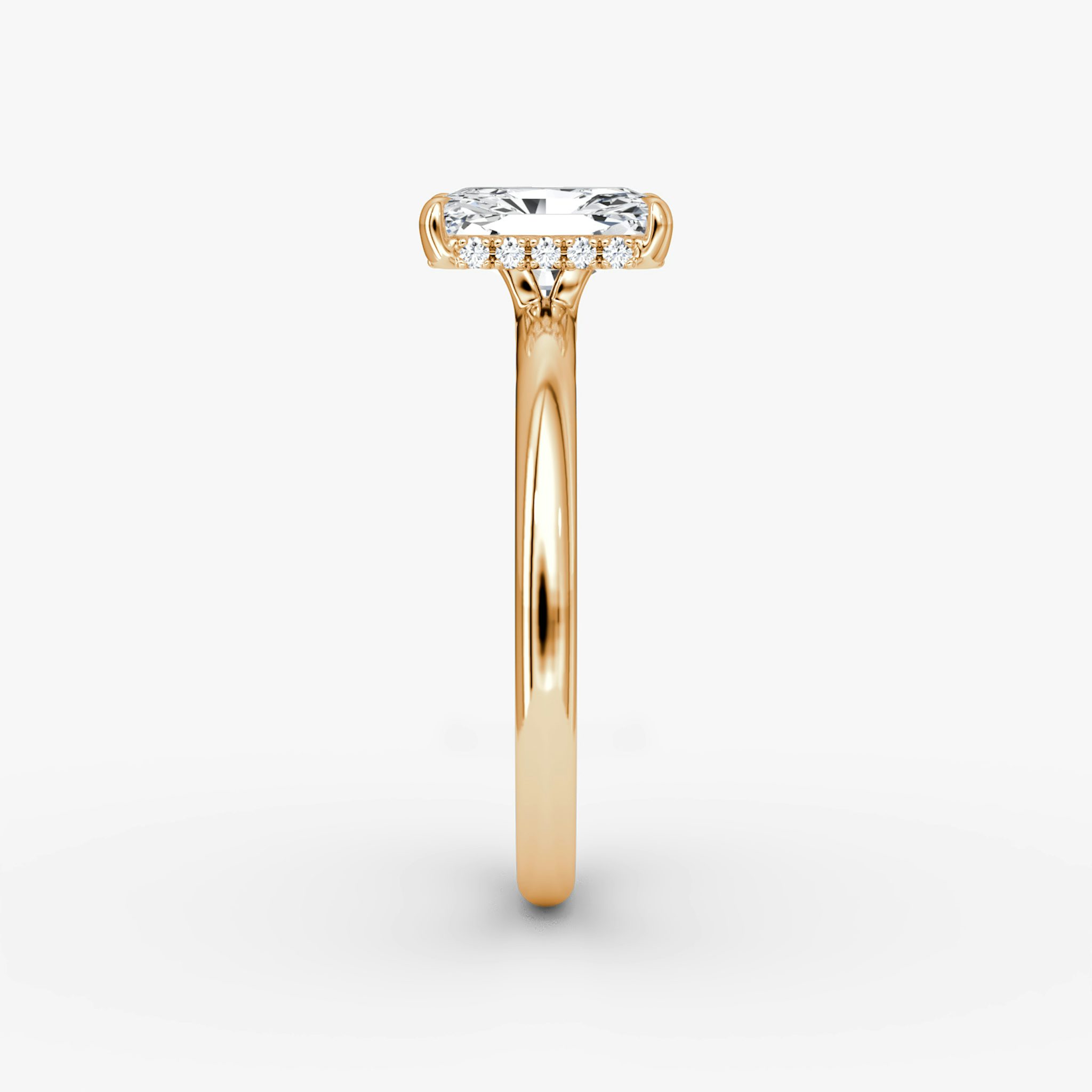 The Signature | Radiant | 14k | Rose Gold | bandAccent: Plain | bandWidth: large | hiddenHalo: yes | diamondOrientation: vertical | caratWeight: other