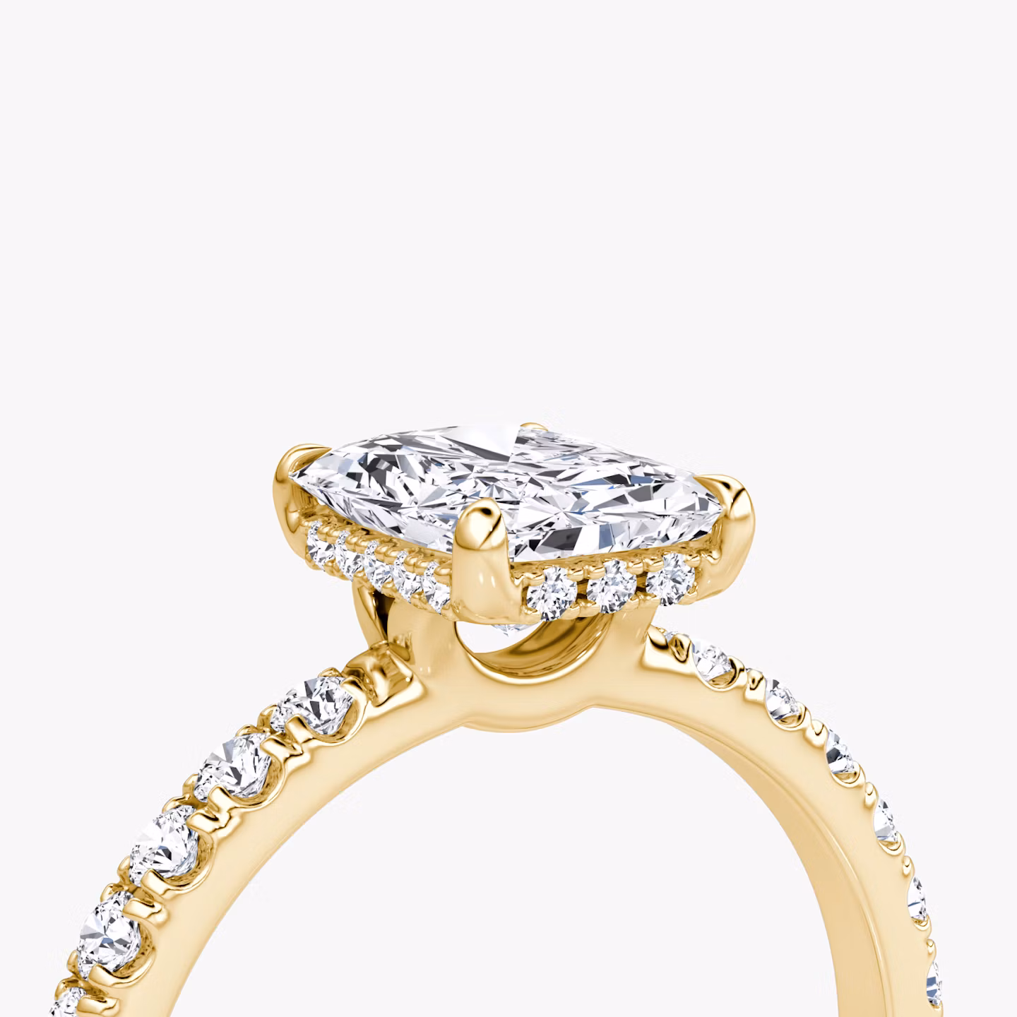 The Signature | Radiant | 18k | Yellow Gold | bandAccent: Pavé | bandWidth: large | hiddenHalo: yes | diamondOrientation: vertical | caratWeight: other