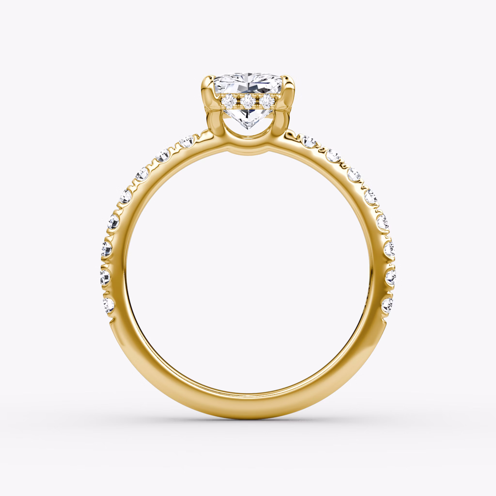 The Signature | Radiant | 18k | Yellow Gold | bandAccent: Pavé | bandWidth: large | hiddenHalo: yes | diamondOrientation: vertical | caratWeight: other