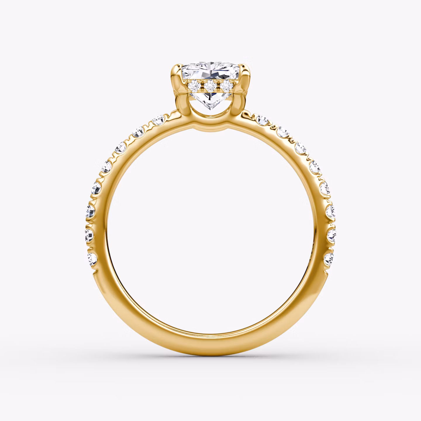 The Signature | Radiant | 18k | Yellow Gold | bandAccent: Pavé | bandWidth: large | hiddenHalo: yes | diamondOrientation: vertical | caratWeight: other
