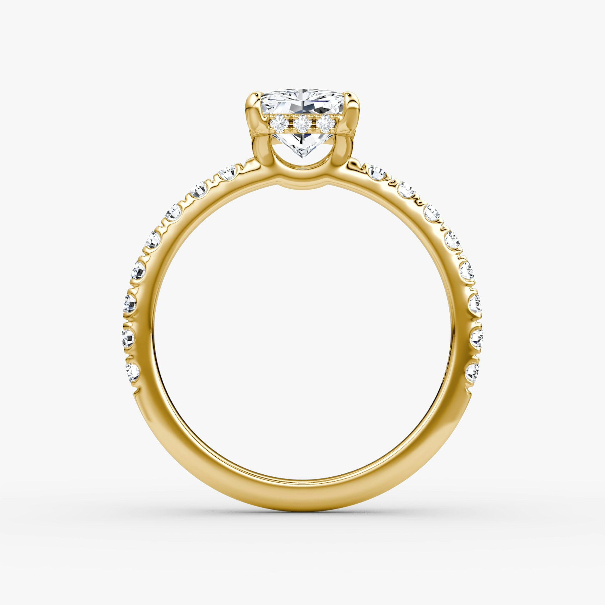 The Signature | Radiant | 18k | Yellow Gold | bandAccent: Pavé | bandWidth: large | hiddenHalo: yes | diamondOrientation: vertical | caratWeight: other