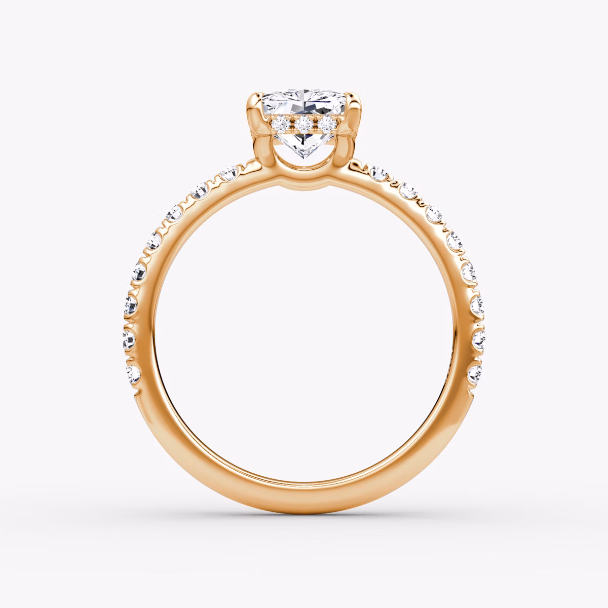 The Signature | Radiant | 14k | Rose Gold | bandAccent: Pavé | bandWidth: large | hiddenHalo: yes | diamondOrientation: vertical | caratWeight: other
