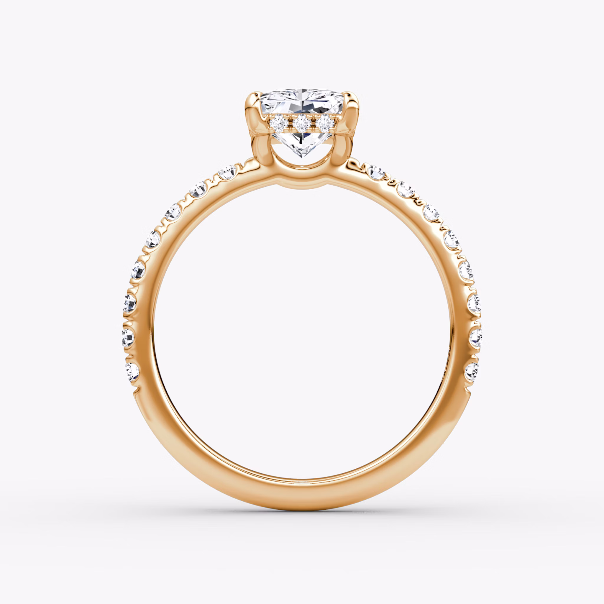 The Signature | Radiant | 14k | Rose Gold | bandAccent: Pavé | bandWidth: large | hiddenHalo: yes | diamondOrientation: vertical | caratWeight: other