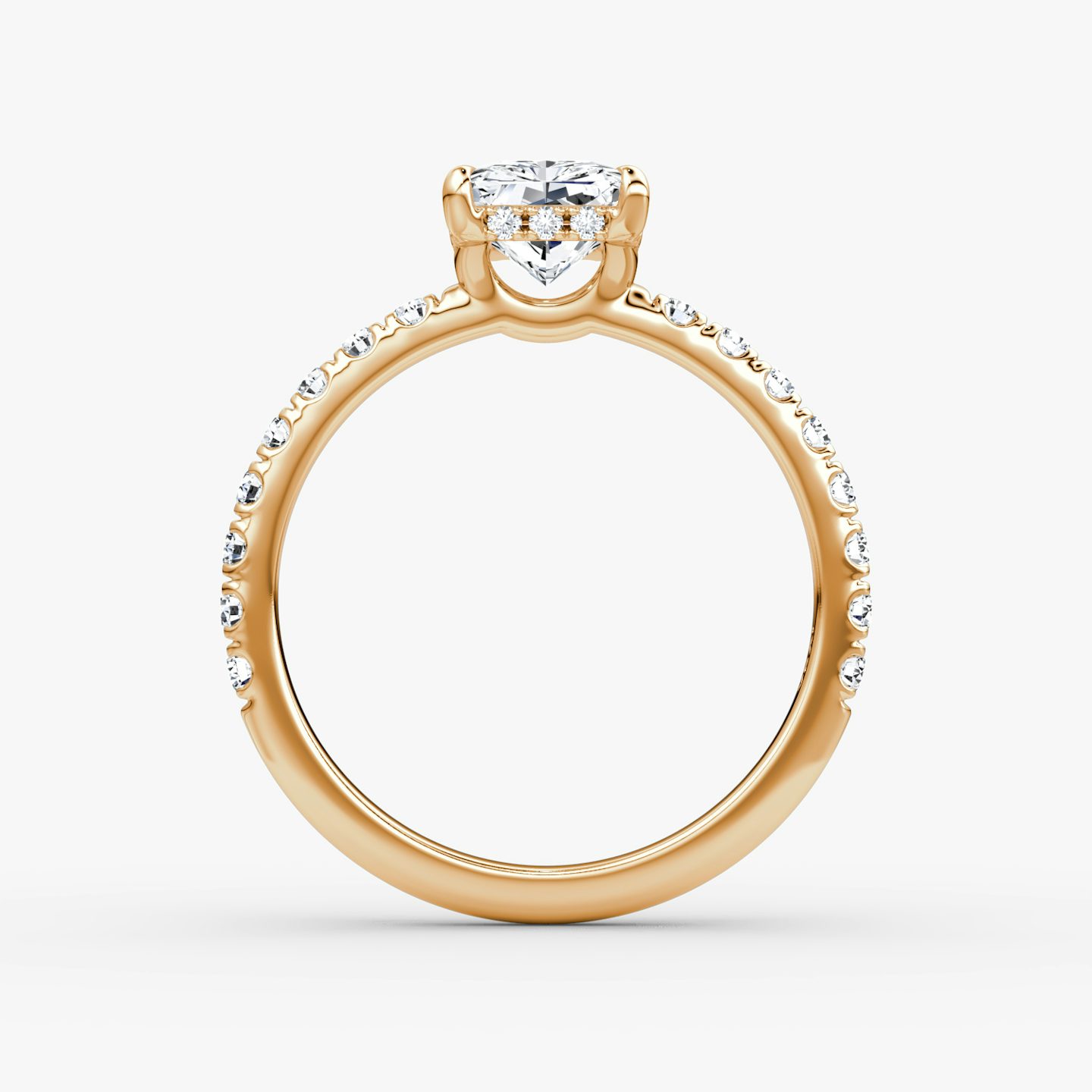 The Signature | Radiant | 14k | Rose Gold | bandAccent: Pavé | bandWidth: large | hiddenHalo: yes | diamondOrientation: vertical | caratWeight: other