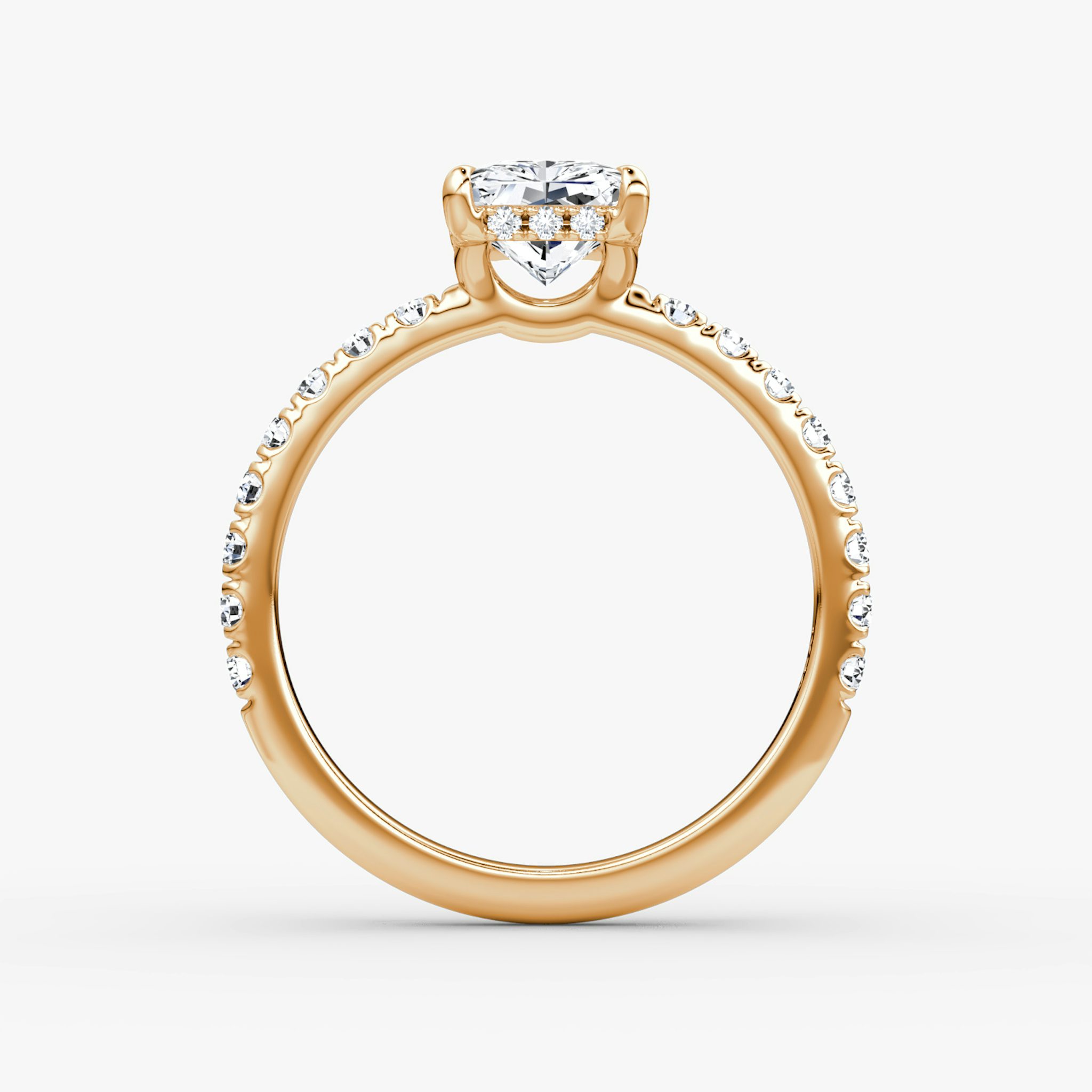 The Signature | Radiant | 14k | Rose Gold | bandAccent: Pavé | bandWidth: large | hiddenHalo: yes | diamondOrientation: vertical | caratWeight: other