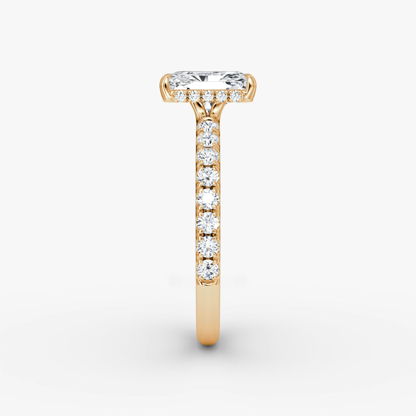 The Signature | Radiant | 14k | Rose Gold | bandAccent: Pavé | bandWidth: large | hiddenHalo: yes | diamondOrientation: vertical | caratWeight: other