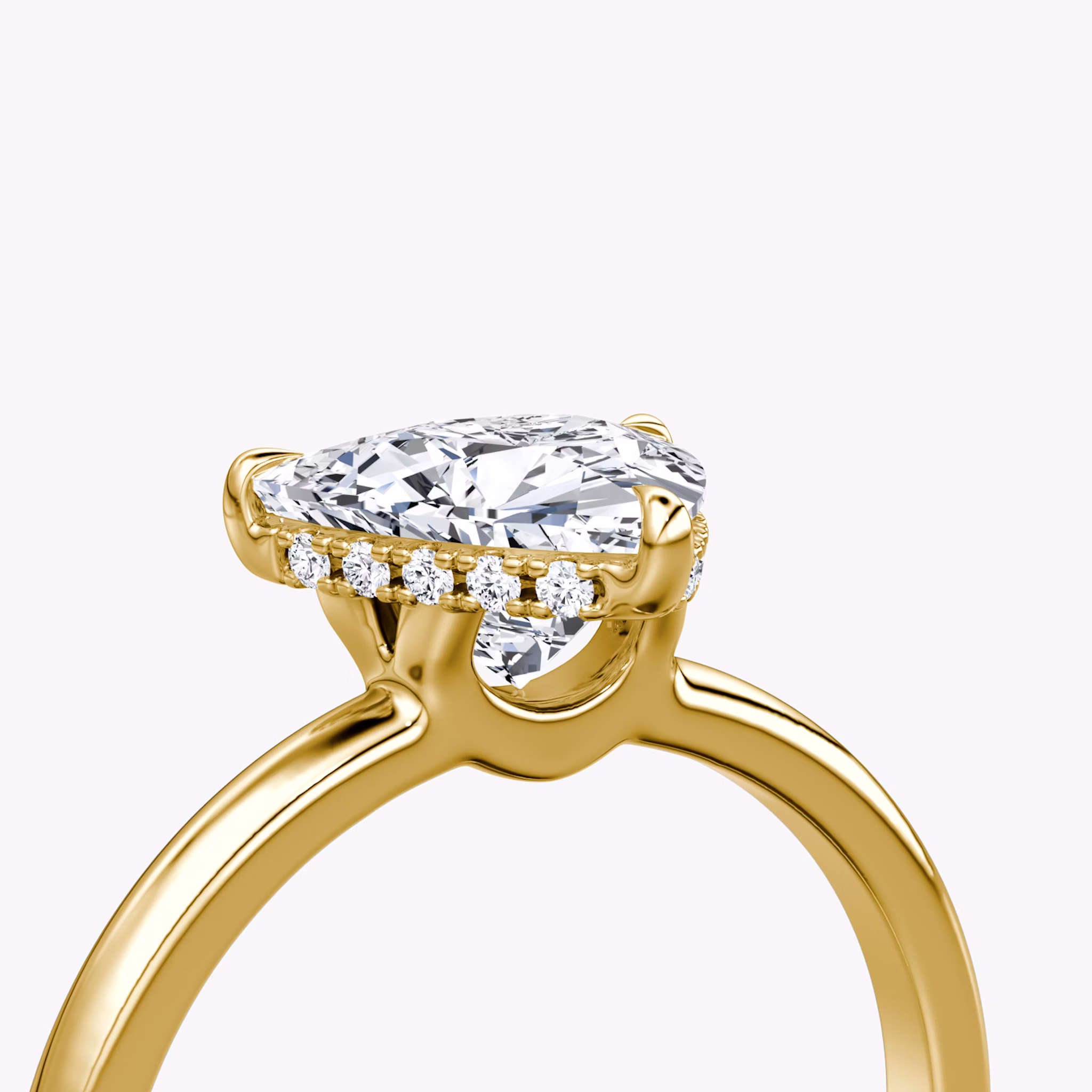 The Signature | Trillion | 18k | Yellow Gold | bandAccent: Plain | bandWidth: large | hiddenHalo: yes | diamondOrientation: vertical | caratWeight: other