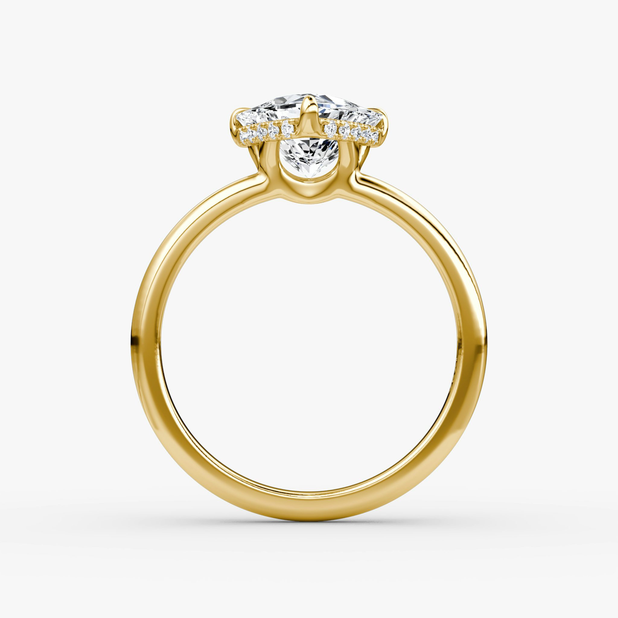 The Signature | Trillion | 18k | Yellow Gold | bandAccent: Plain | bandWidth: large | hiddenHalo: yes | diamondOrientation: vertical | caratWeight: other