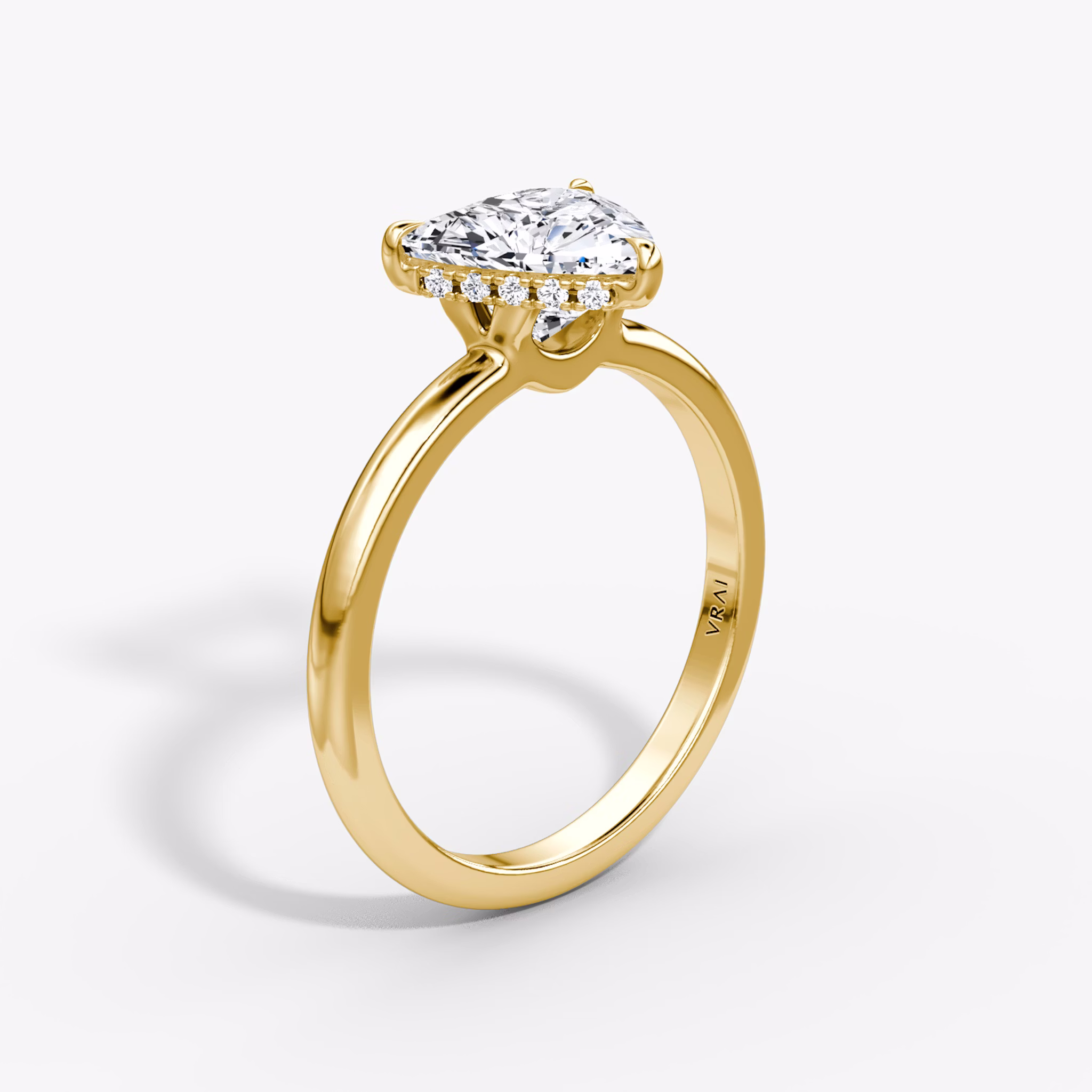 The Signature | Trillion | 18k | Yellow Gold | bandAccent: Plain | bandWidth: large | hiddenHalo: yes | diamondOrientation: vertical | caratWeight: other