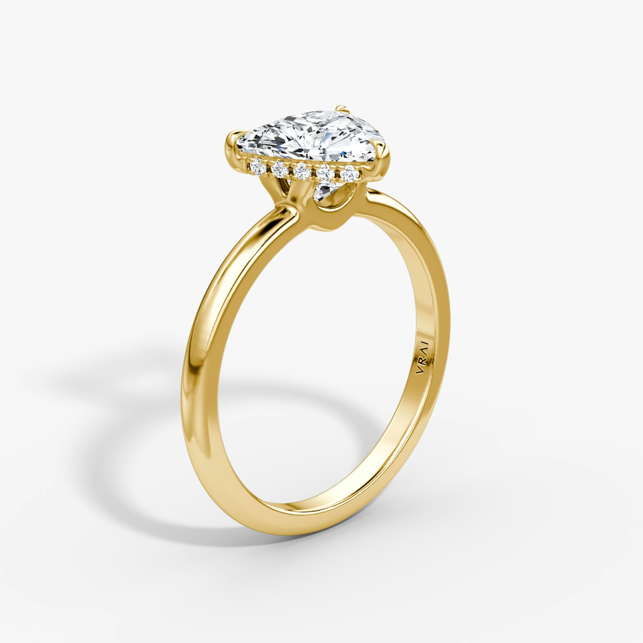 The Signature | Trillion | 18k | Yellow Gold | bandAccent: Plain | bandWidth: large | hiddenHalo: yes | diamondOrientation: vertical | caratWeight: other